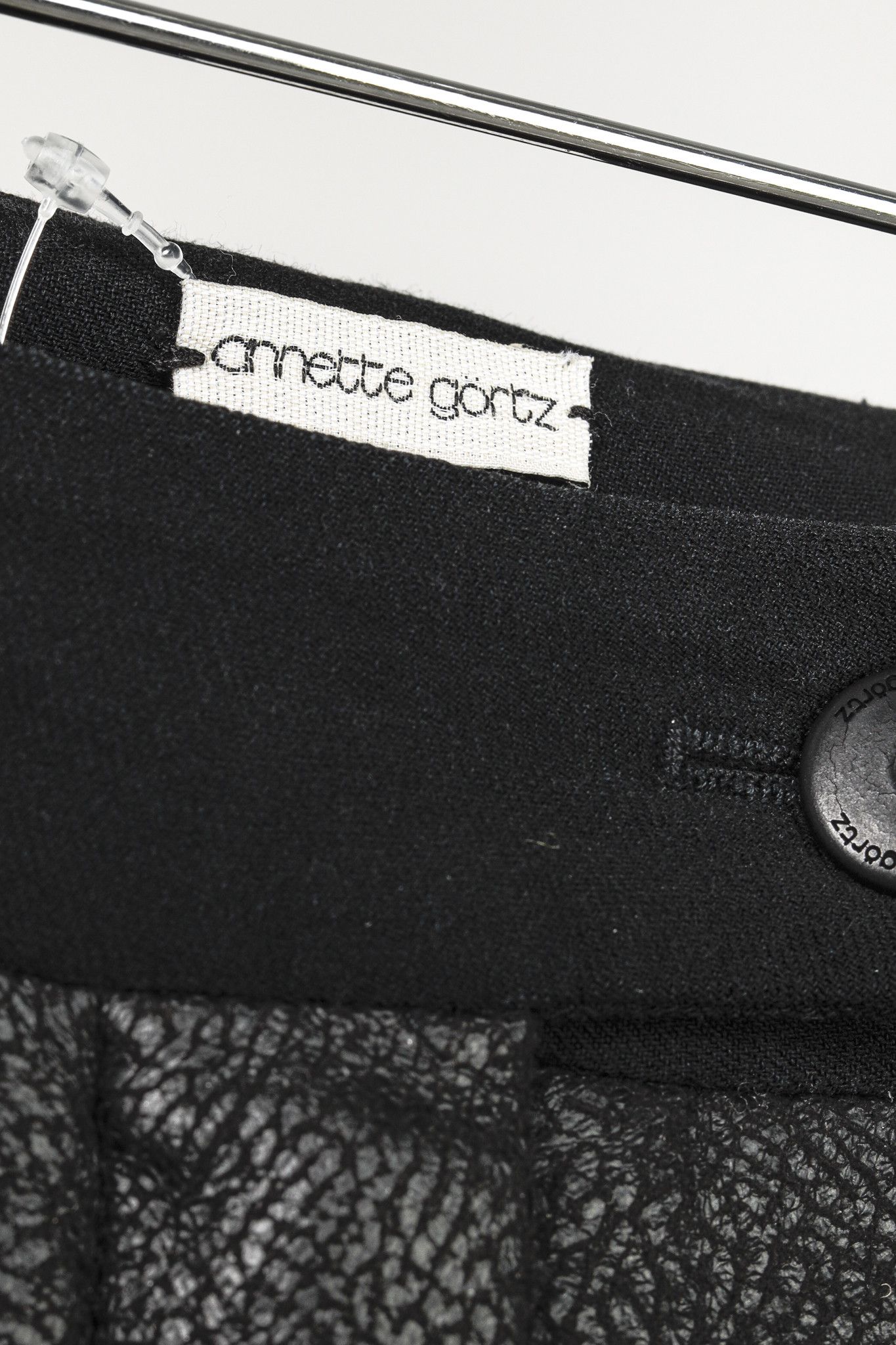 Annette Gortz Annette Görtz Black Faux Leather Wool Blend Pant Size 31" - 4 Thumbnail