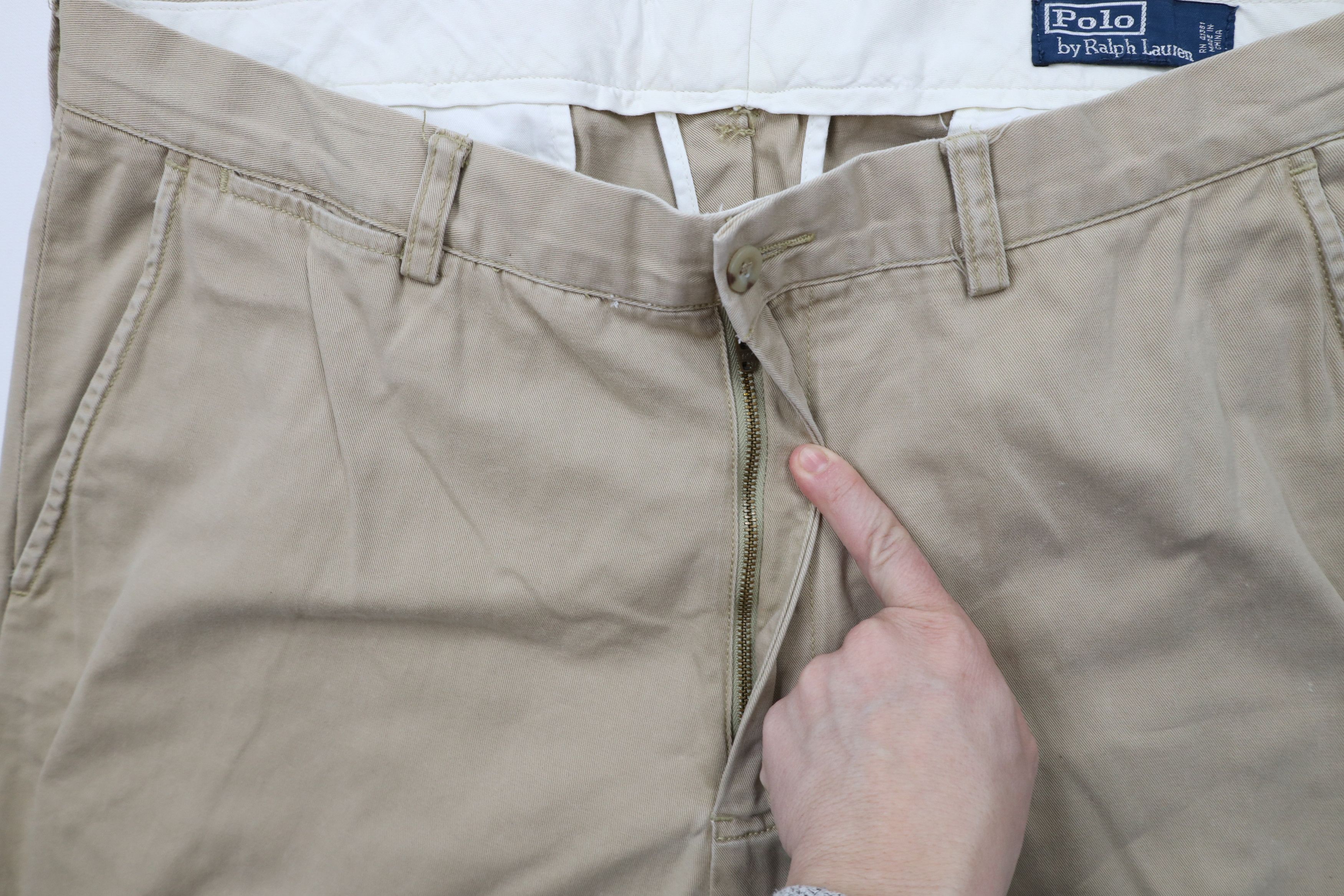Ralph Lauren × Vintage Vintage 90s Ralph Lauren Wide Leg Chino Pants Khaki Cotton Size US 38 / EU 54 - 6 Thumbnail
