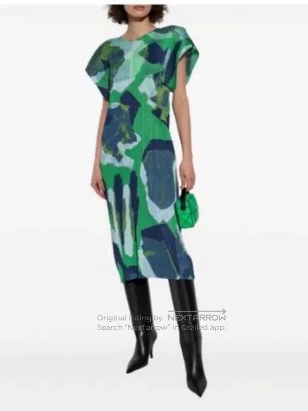 Issey Miyake Issey Miyake Green Dress Size L / US 10 / IT 46 - 7 Thumbnail
