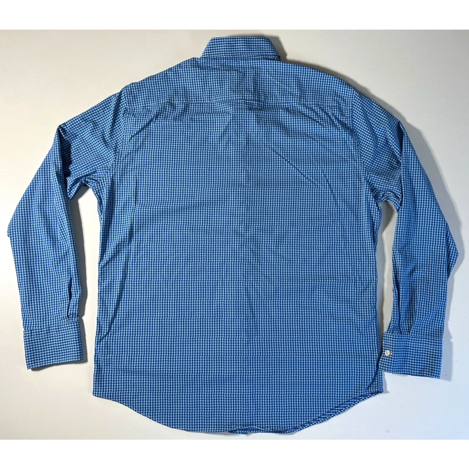 Peter Millar Peter Millar Summer Comfort Button-Up Performance Shirt Check Blue Sz L Mens Long Sleeve Collared 94% Nylon 6% Spandex Lightweight Stretch Regular Size US L / EU 52-54 / 3 - 6 Thumbnail