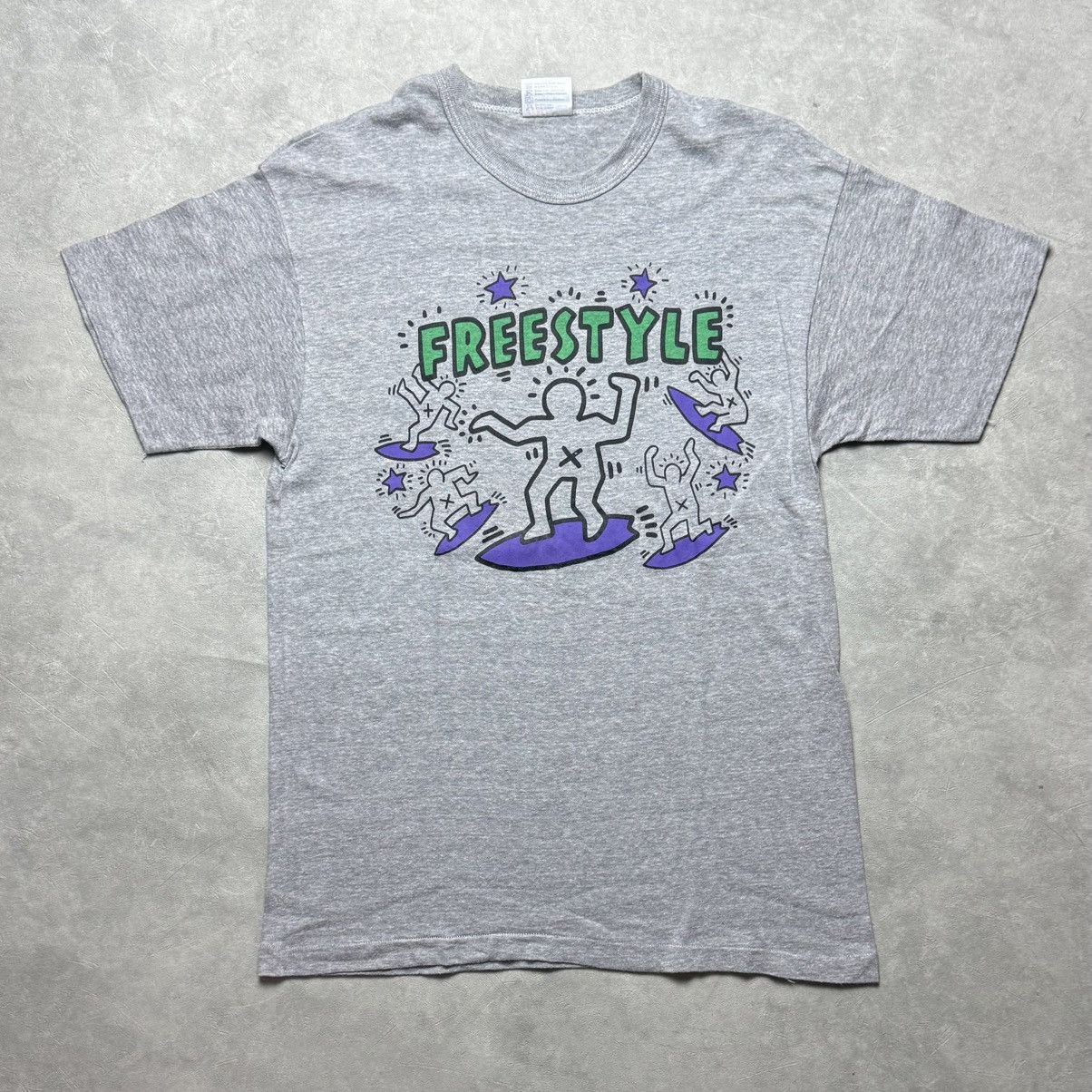 Keith Haring Vintage 80s Keith Haring Freestyle T Shirt Size US L / EU 52-54 / 3 - 1 Thumbnail