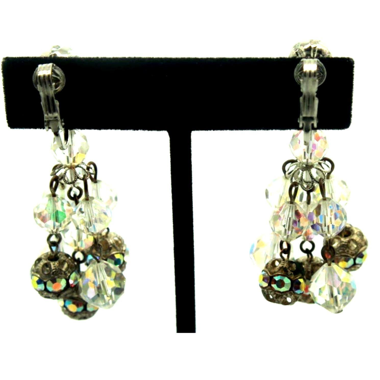 Other Mid-Century Aurora Borealis Crystal Chandelier Earrings Size ONE SIZE - 3 Thumbnail