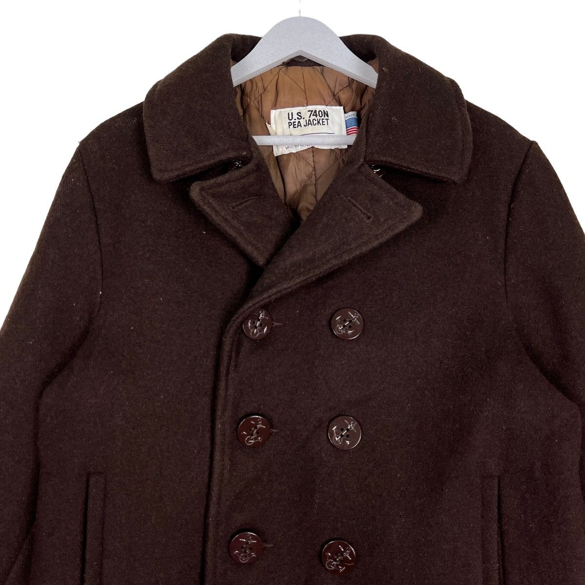 Schott 🔥 RICH BROWN SCHOTT NAVY PEACOAT MADE IN USA Size US M / EU 48-50 / 2 - 3 Thumbnail