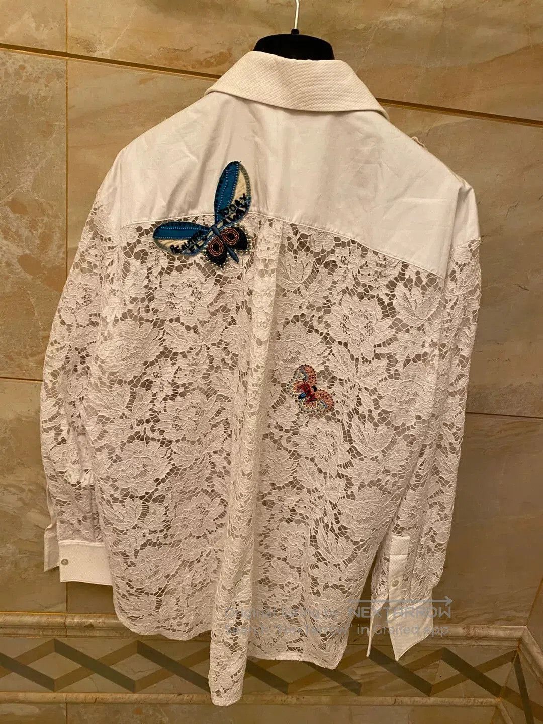 Valentino Valentino Lace Butterfly Embroidered Shirt. Size US XL / EU 56 / 4 - 2 Thumbnail