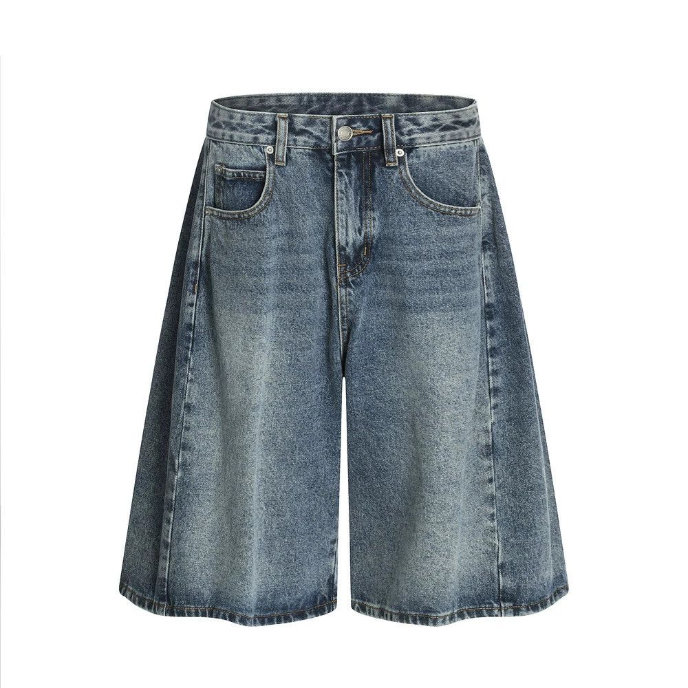 Japanese Brand × Vintage Retro washed men's wide-leg distressed punk denim shorts Size US 32 / EU 48 - 1 Thumbnail