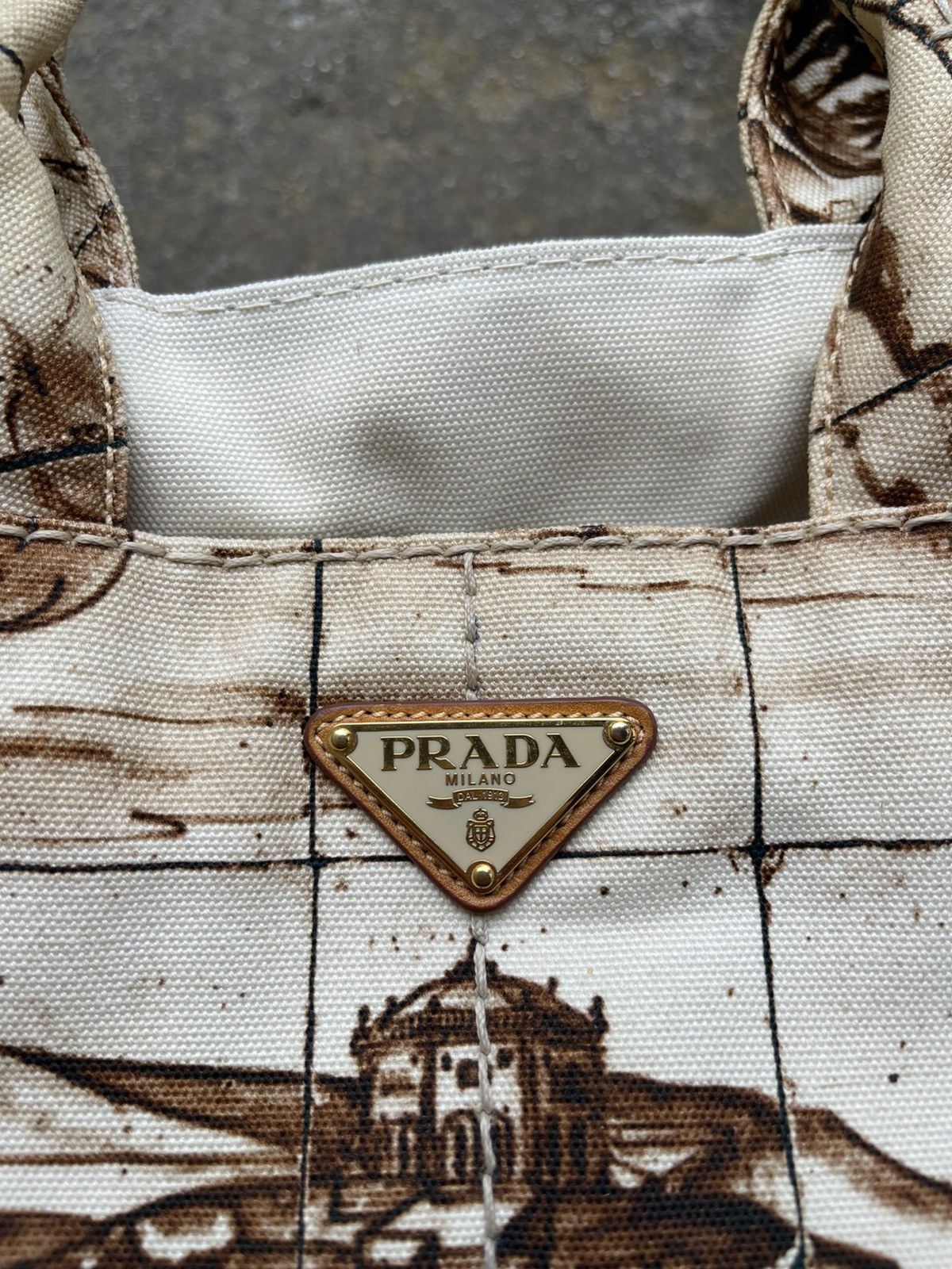 Prada Prada Mount Vesuvius Large Canapa Canvas Tote printed Size ONE SIZE - 4 Thumbnail