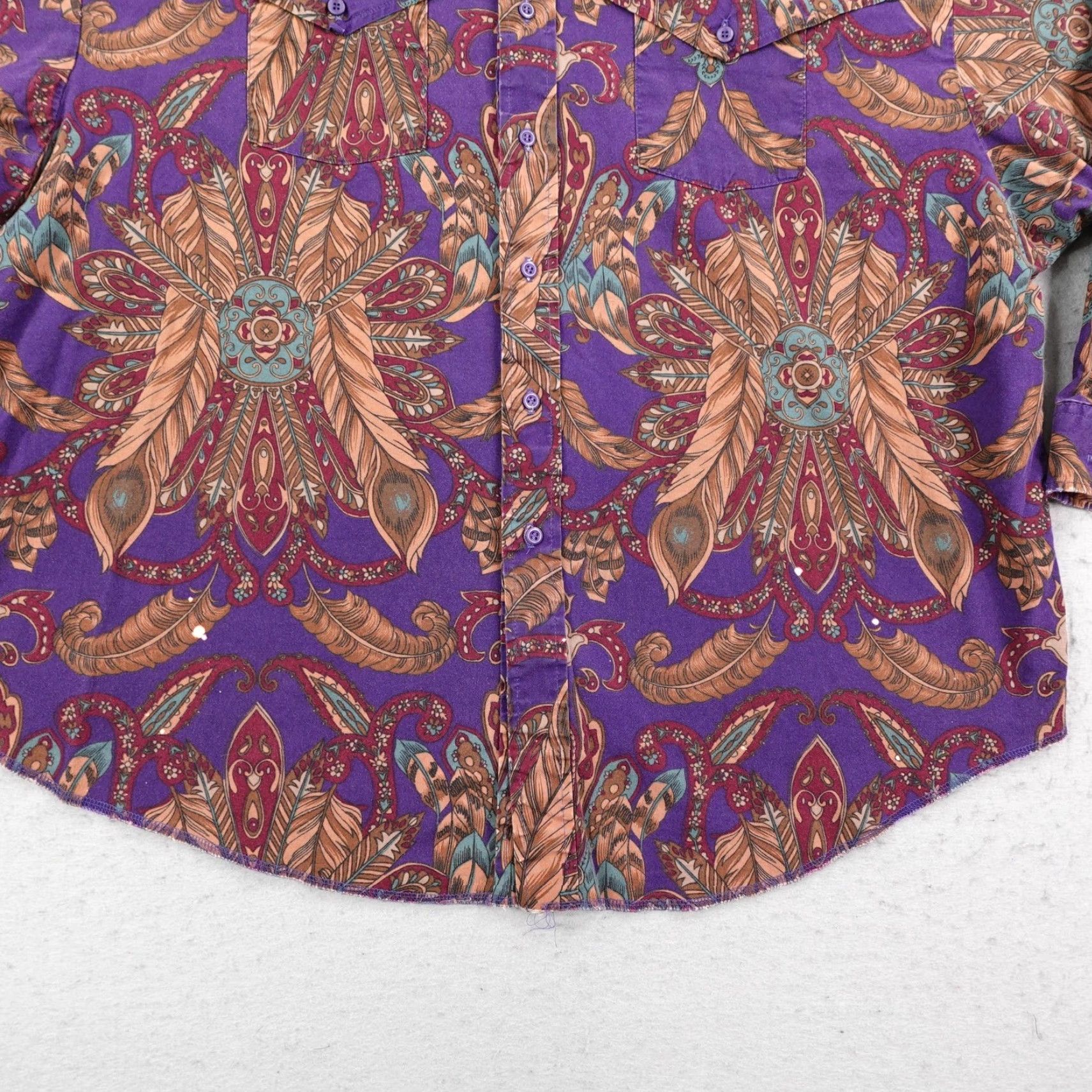 Vintage VINTAGE Panhandle Slim Shirt Mens 2XL Purple Paisley Button-Up Western Rodeo 90s Size US XXL / EU 58 / 5 - 4 Thumbnail