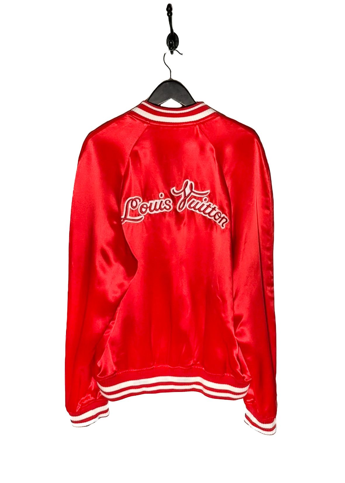 Louis Vuitton Red Embroidered Souvenir Satin Bomber Jacket