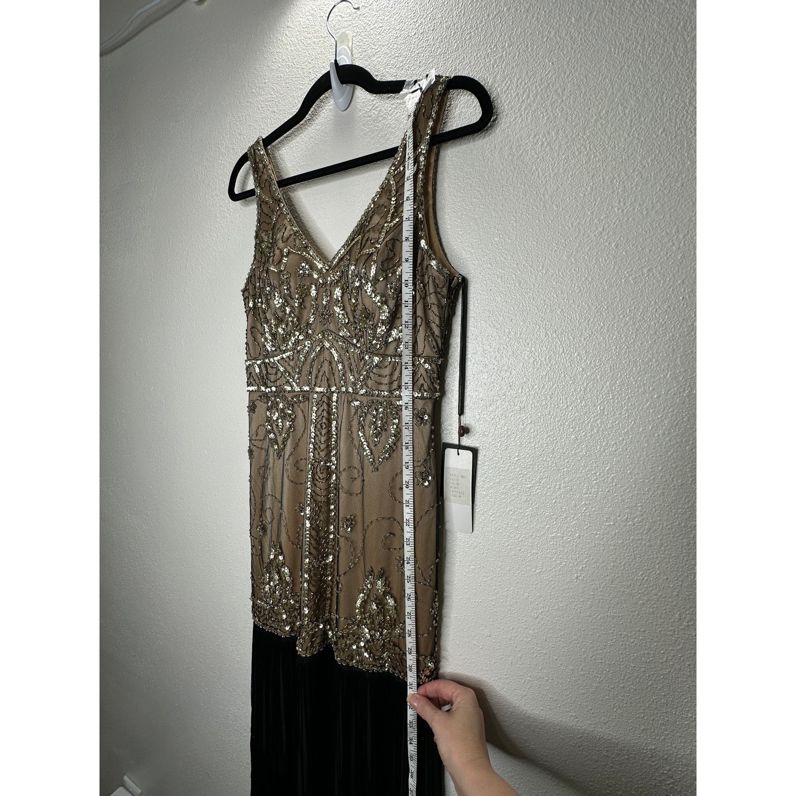 Other NWT Sue Wong Beaded Gold Top Black Fringe Bottom Dress 8 Size M / US 6-8 / IT 42-44 - 15 Thumbnail