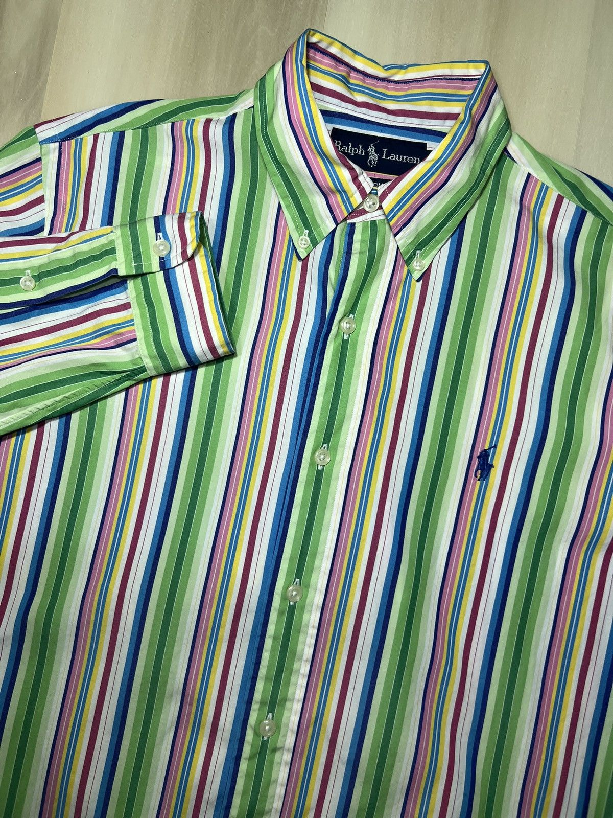 Polo Ralph Lauren VINTAGE Polo Ralph Lauren Shirt Sz M Candy Stripe Custom Fit Size US M / EU 48-50 / 2 - 1 Thumbnail