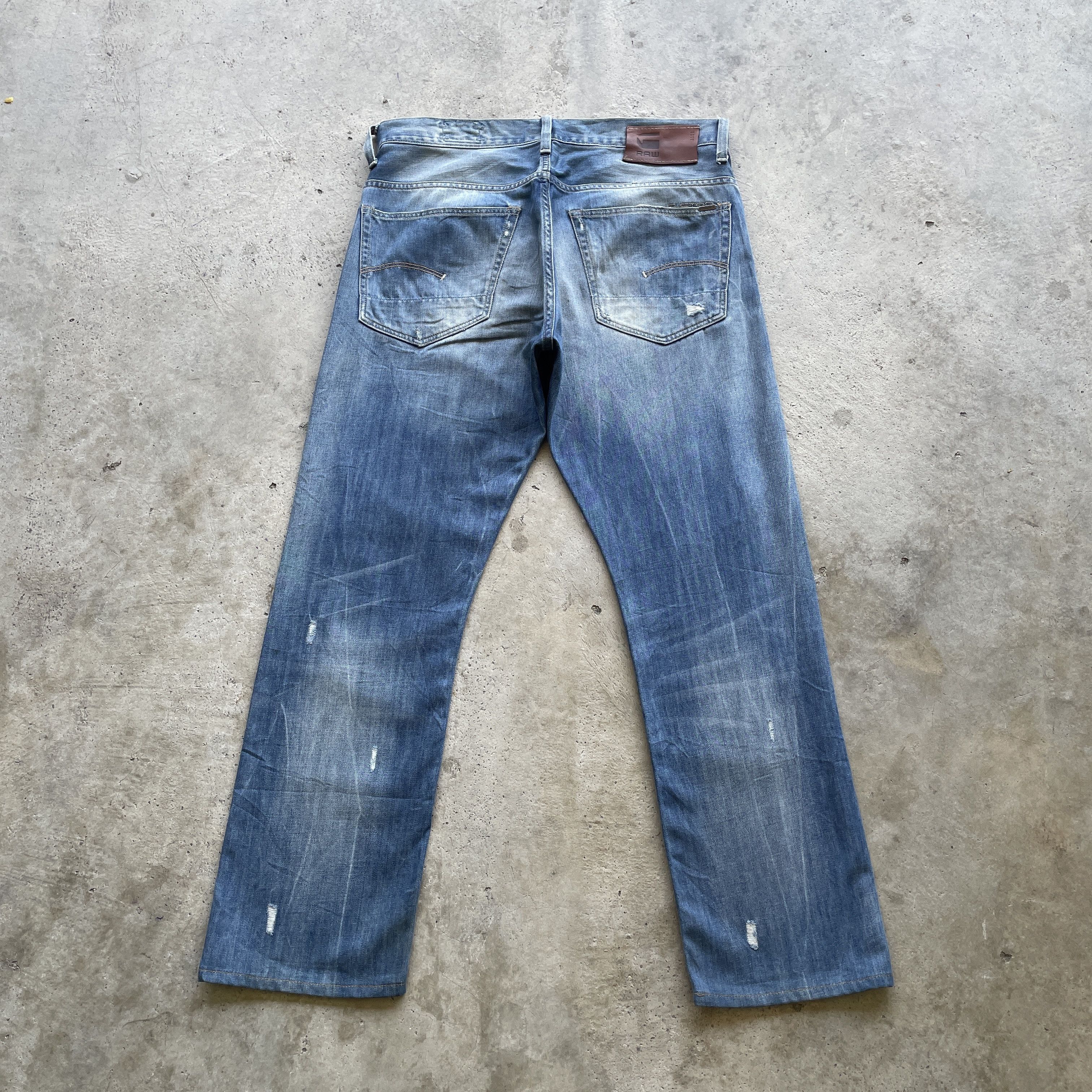 G-Star Vintage G-Star 3301 Distressed Jeans Faded Denim Pants Size US 35 - 13 Thumbnail