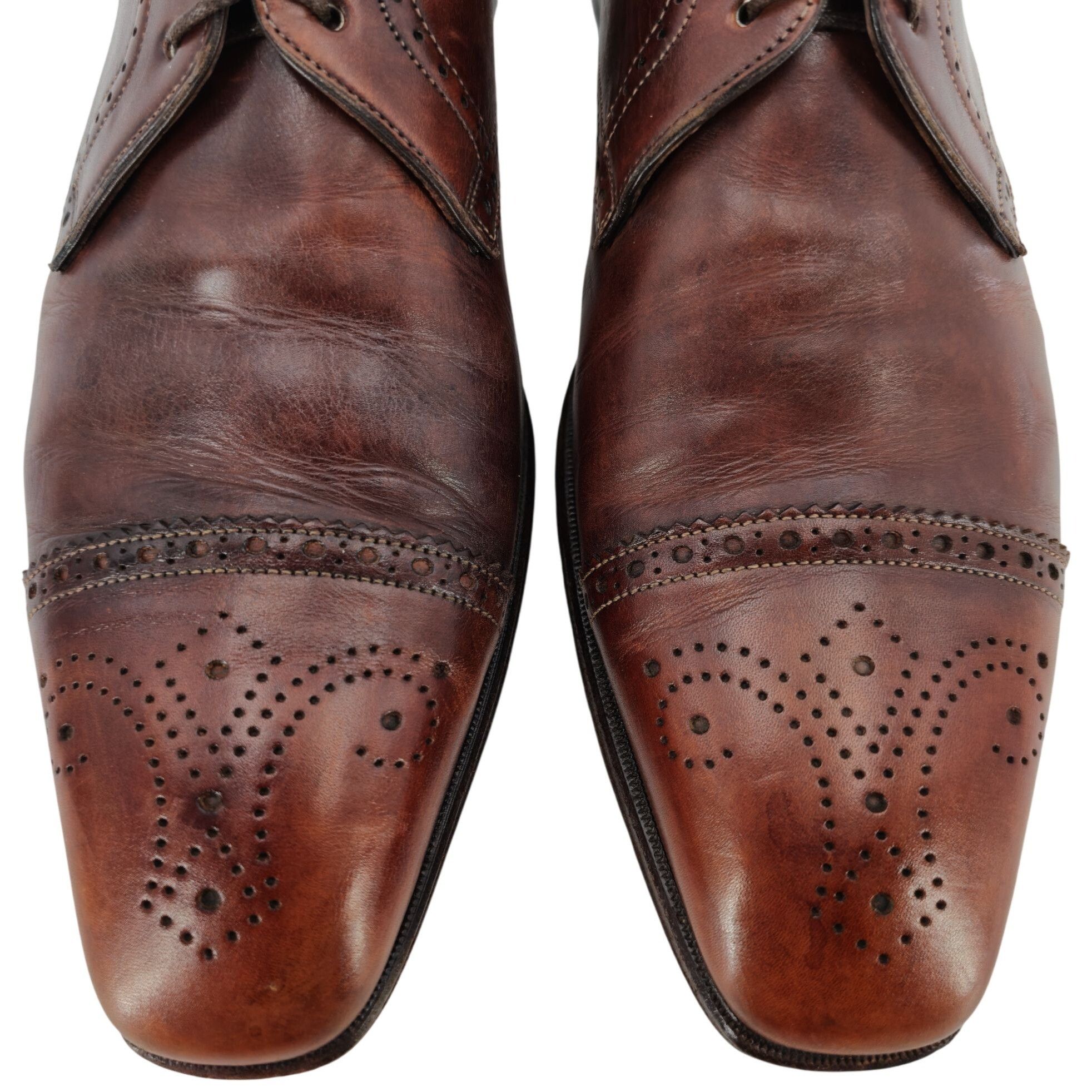 Santoni Santoni Italy Antiqued Brown Leather Dress Shoes 8 Oxford Size US 8 / EU 41 - 2 Thumbnail