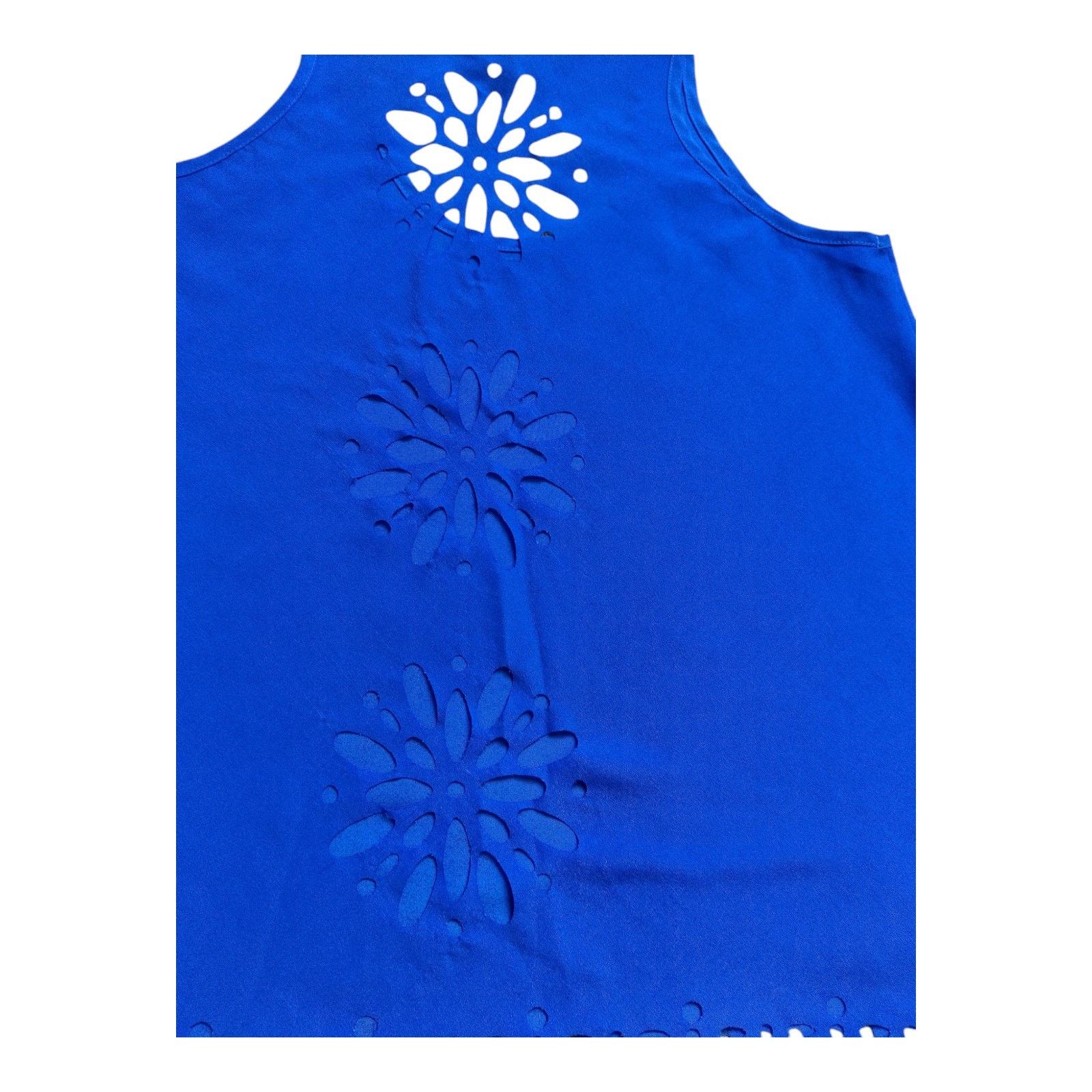 Other Women's Fun & Flirt Blue Tank, Small, Floral Cut-out Size S / US 4 / IT 40 - 3 Thumbnail
