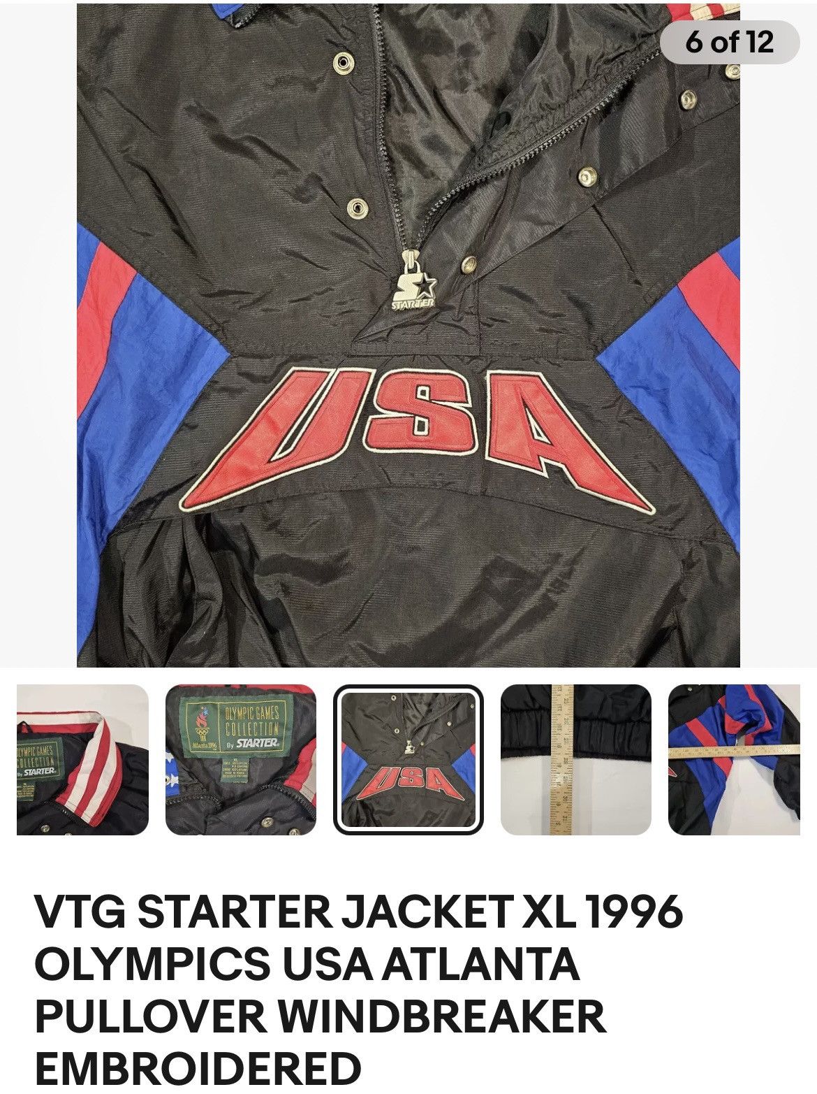 Starter × USA Olympics × Vintage Vintage 90s USA Starter Pullover Size US XL / EU 56 / 4 - 7 Thumbnail