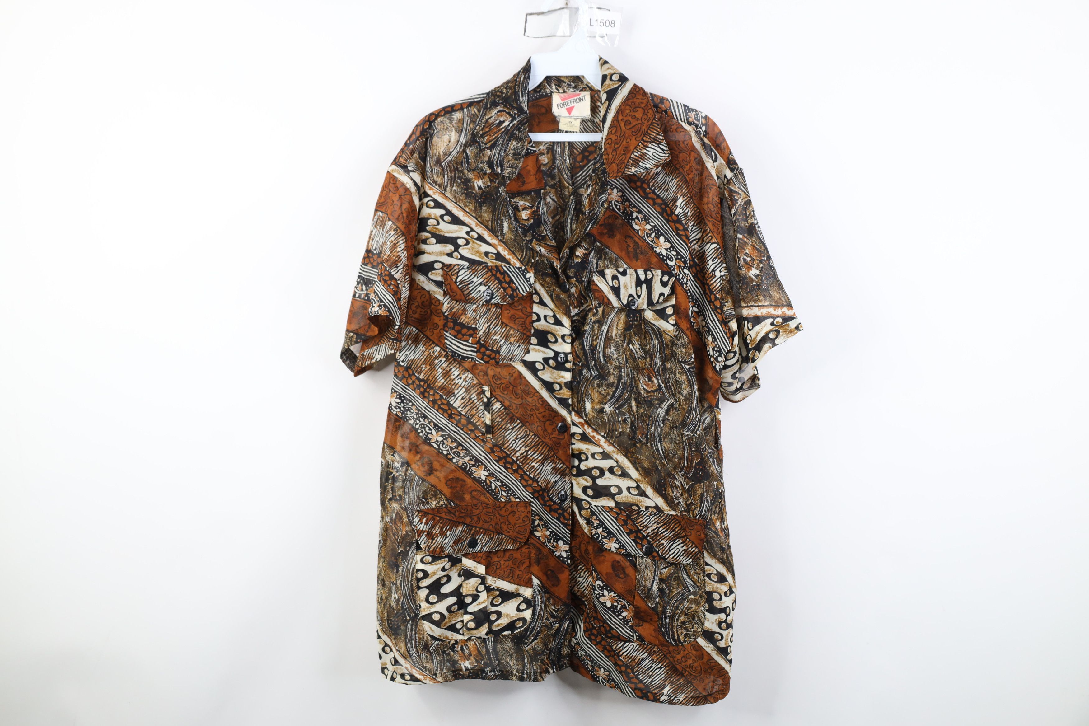 Vintage Vintage 90s Streetwear Gabardine Safari Bush Button Shirt Size XXL / US 16-18 / IT 52-54 - 1 Thumbnail