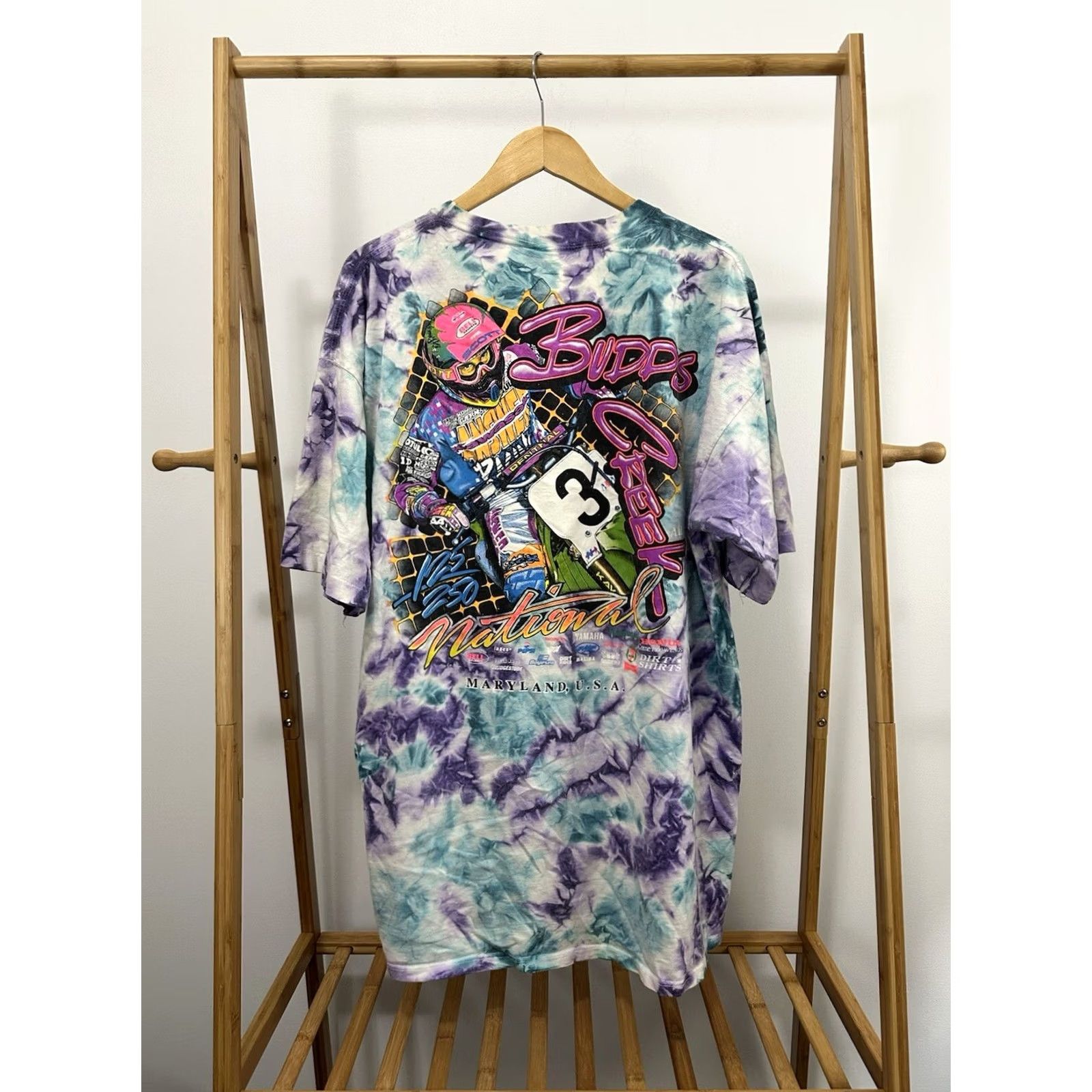 Vintage RARE VTG 90s Budds Creek MX Nationals Motocross Dirt Bike Tie Dye T-Shirt XL Men Cal Cru Size US XL / EU 56 / 4 - 2 Thumbnail