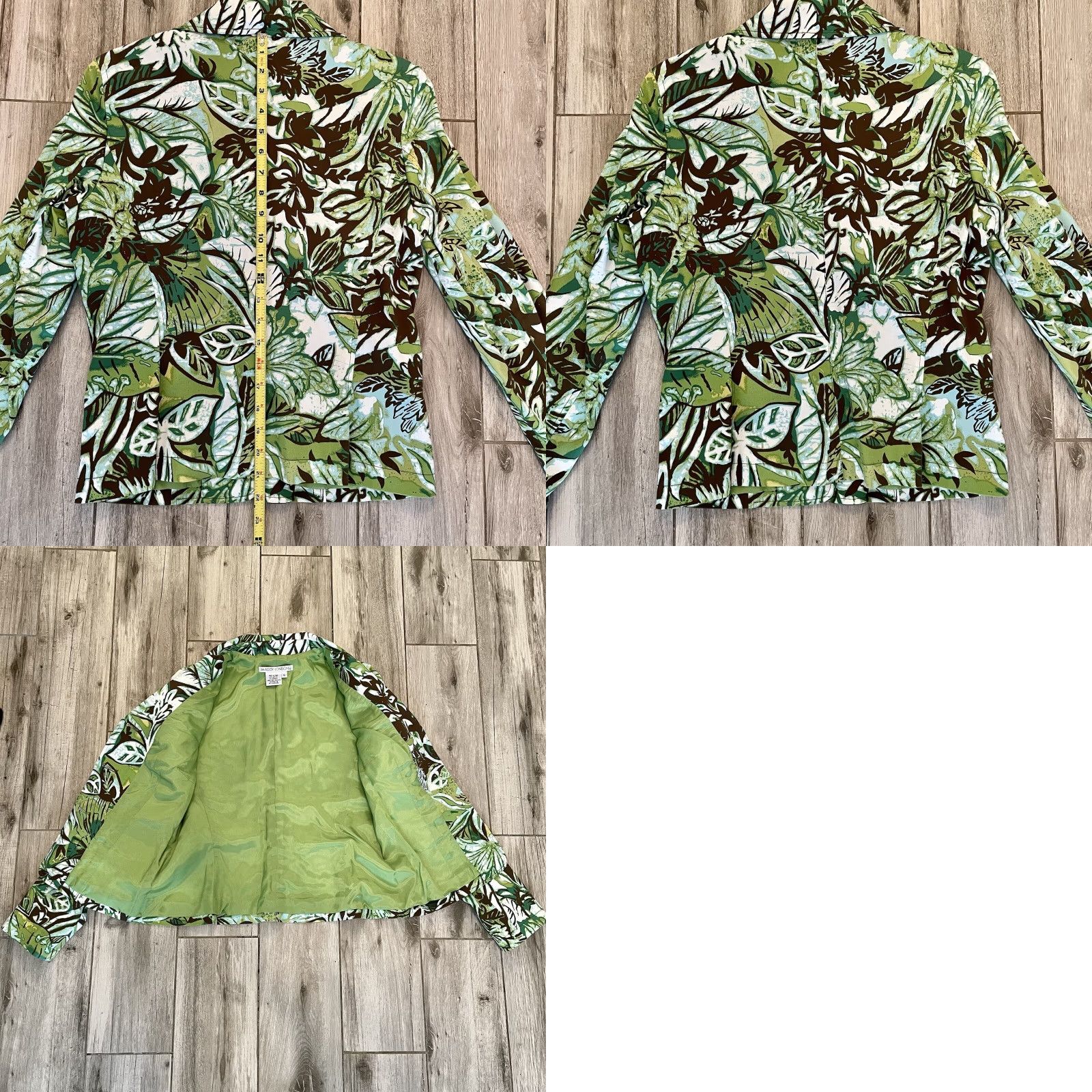 MAGGY LONDON VINTAGE Maggy London Blazer Leaf Print Cotton Jacket Green Size 6 Womens Blazer, Jacket, Cotton Blend, Leaf Theme, 90s Cruise Island Size M / US 6-8 / IT 42-44 - 8 Thumbnail