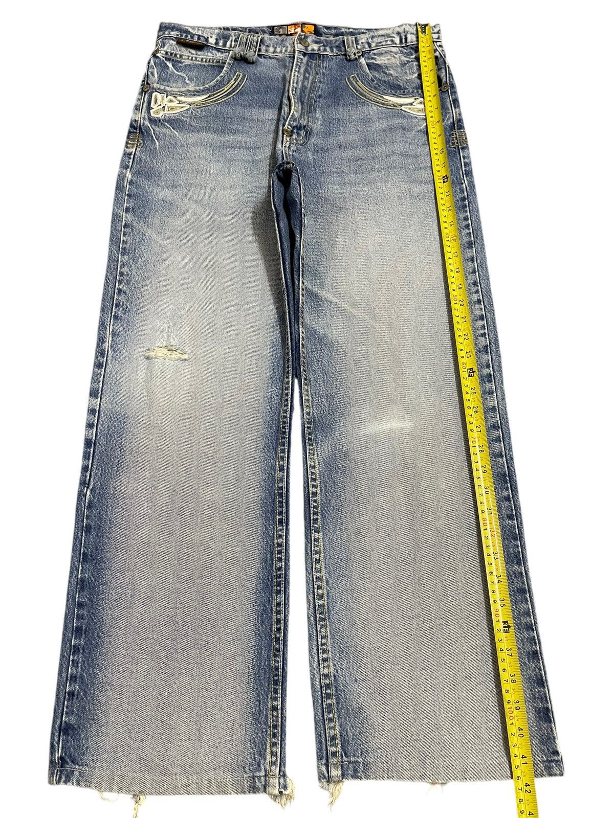 Akademiks Vintage Japanese Akademiks Blue Wash Distress Baggy Jeans Size US 35 - 13 Thumbnail
