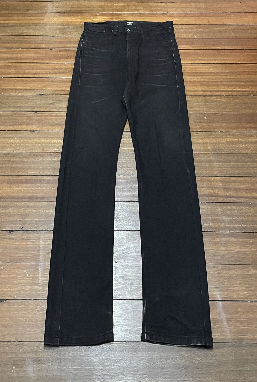 14th Addiction Very Rare Vintage Brand Cabane De Zucca Waxed Jeans 1990s Size US 34 / EU 50 - 1 Thumbnail