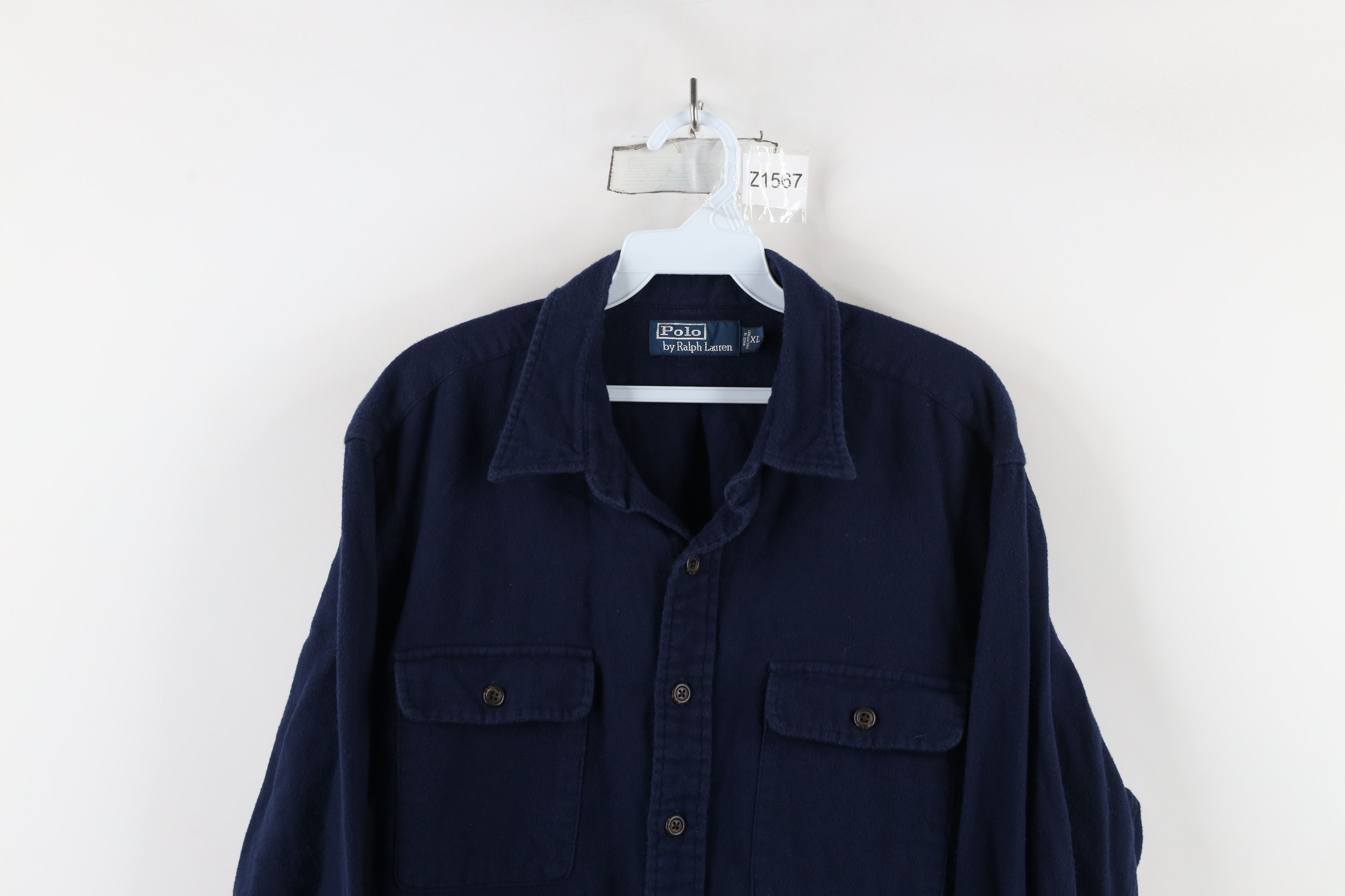 Polo Ralph Lauren Vintage 90s Ralph Lauren Flannel Collared Button Shirt Blue Size US XL / EU 56 / 4 - 2 Thumbnail