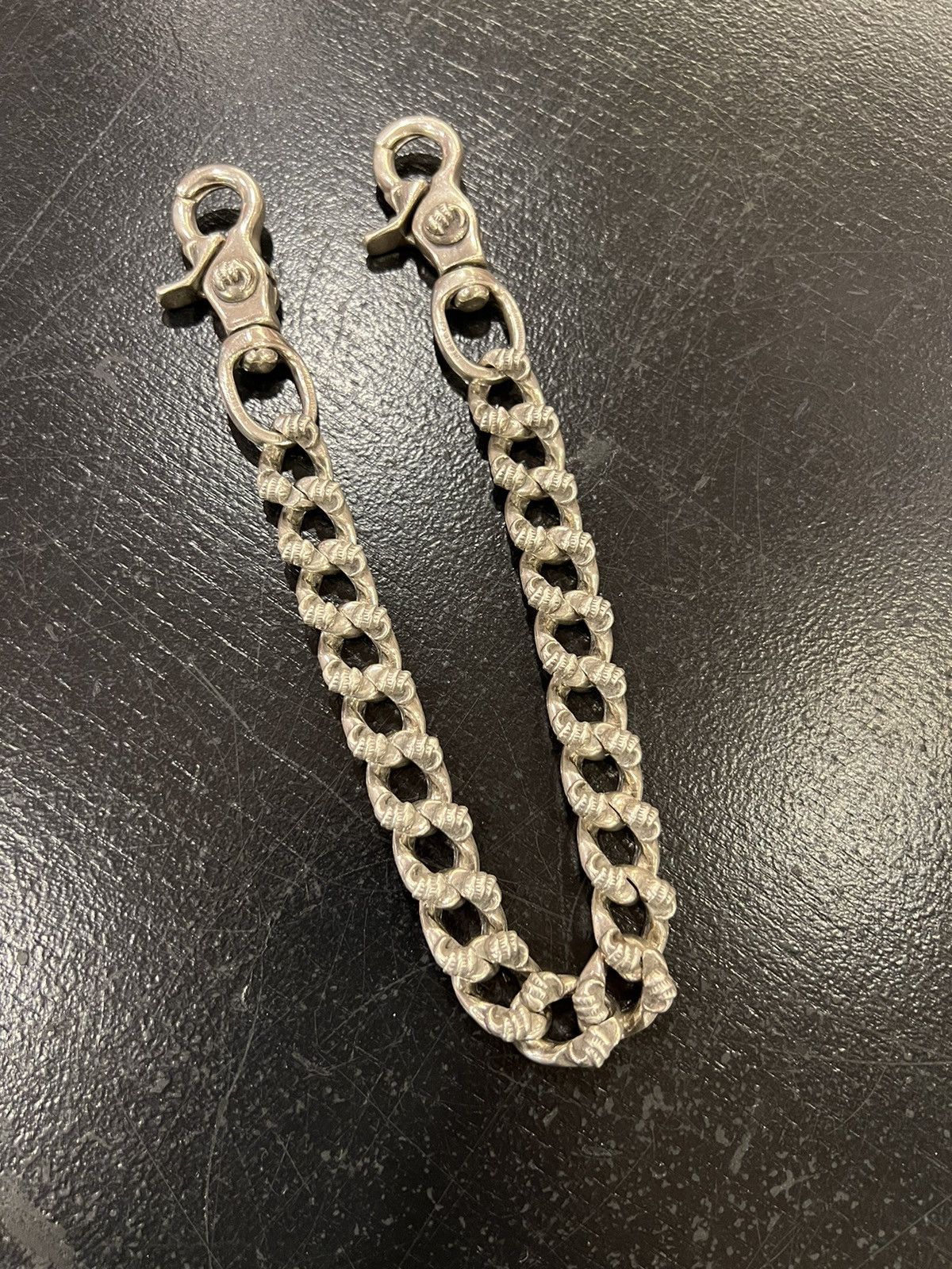 image of Chrome Hearts Fancy Talon Claw Wallet Chain Double Clasp in Silver, Men's