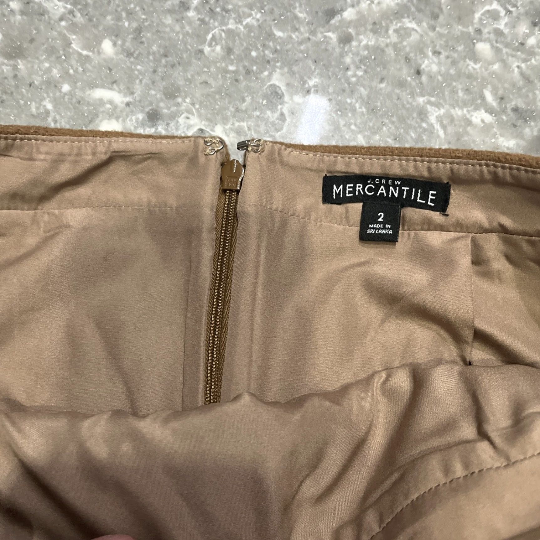 Camel VINTAGE J Crew Mercantile camel ruffle front wool blend mini skirt 2 Size 26" / US 2 / IT 38 - 4 Thumbnail