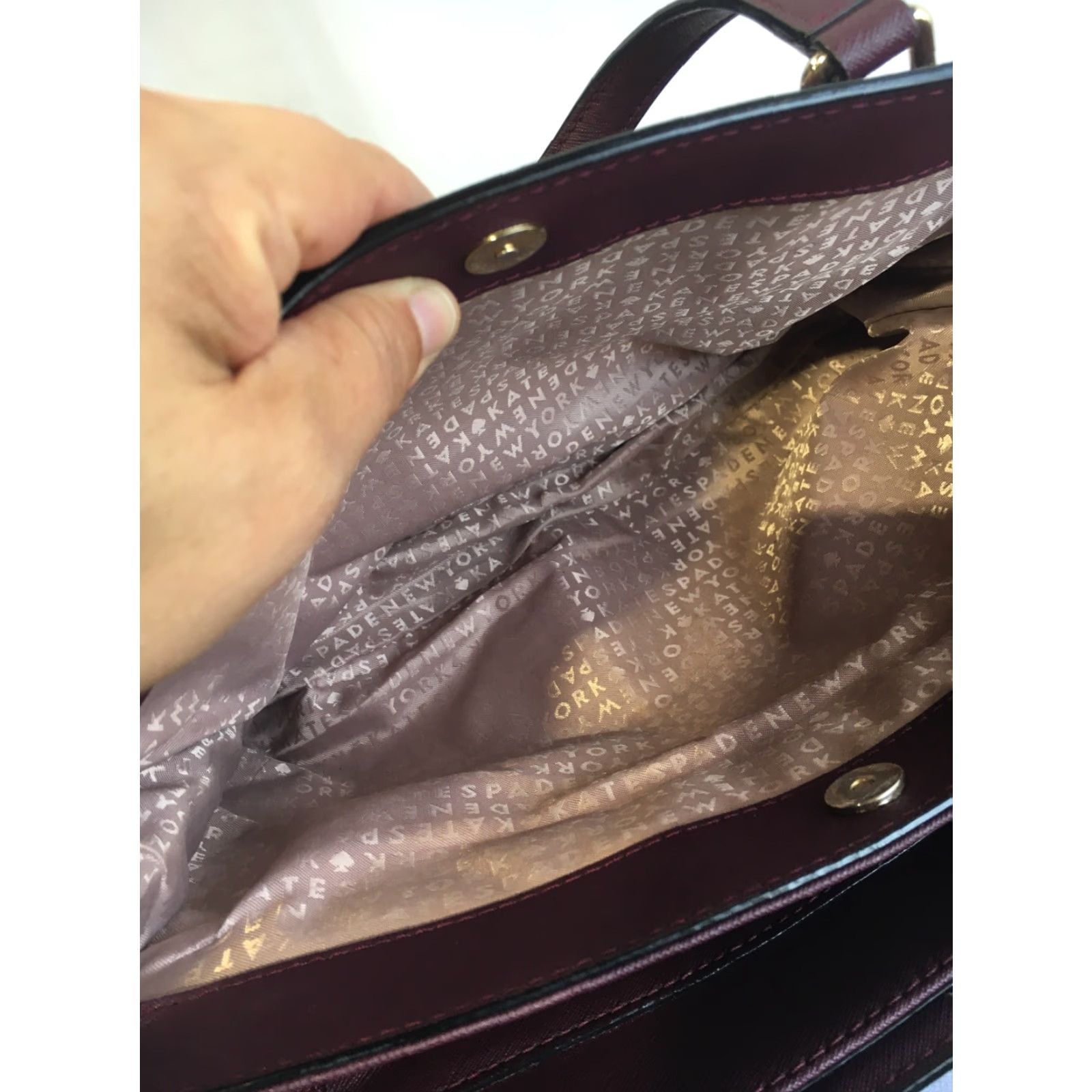 Vintage kate spade new york Laurel Handbag Satchel Burgundy WKRU5392 Shoulder Strap Medium Womens Size ONE SIZE - 7 Thumbnail