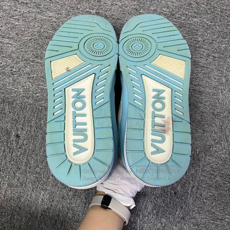 Louis Vuitton Louis Vuitton Blue and white leather lace-up low-cut fashi Size US 5 / EU 37 - 4 Thumbnail