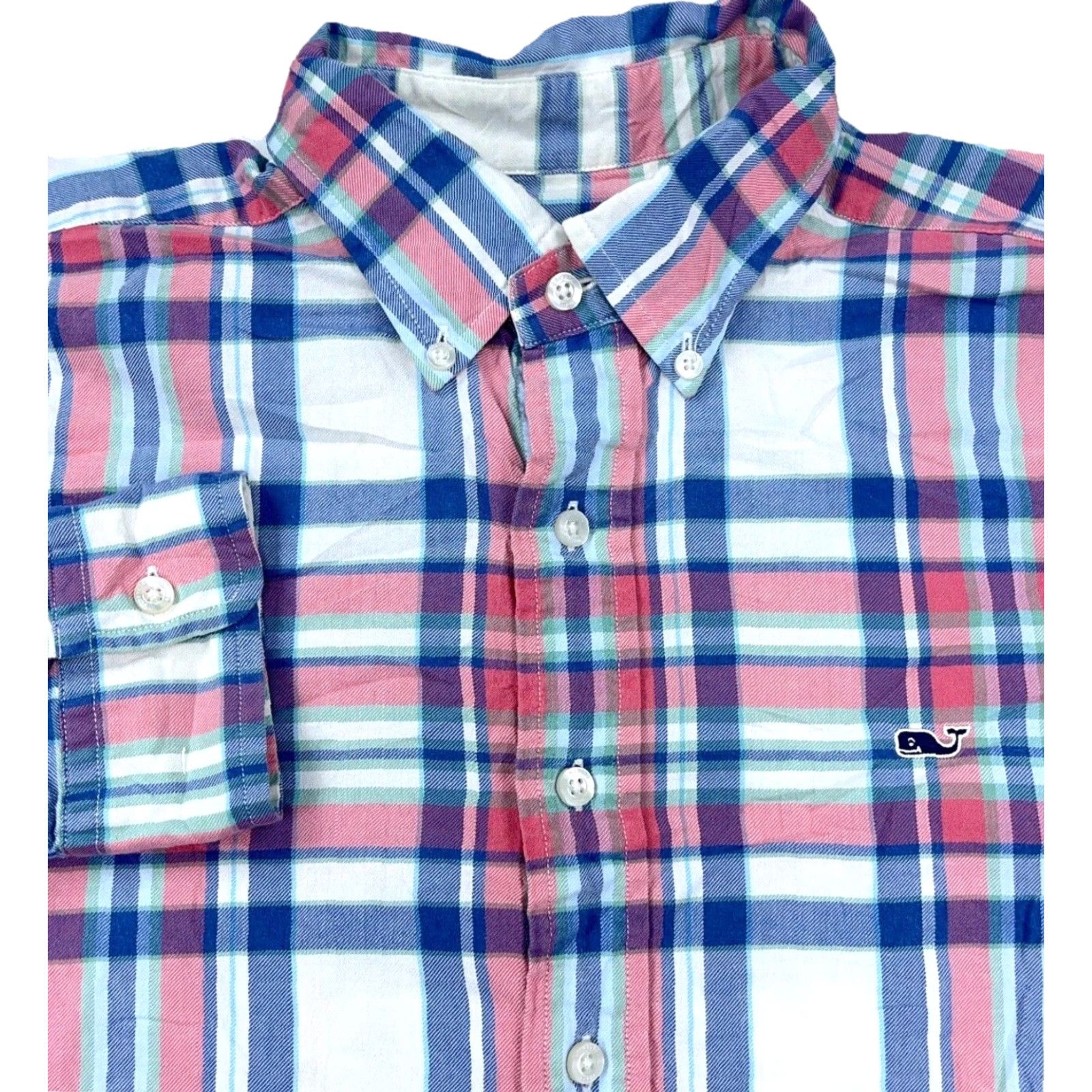 Vineyard Vines Vineyard Vines Flannel Shirt Men Medium Blue Pink Plaid Button Up Whale Shirt Shirt? Size US M / EU 48-50 / 2 - 2 Thumbnail