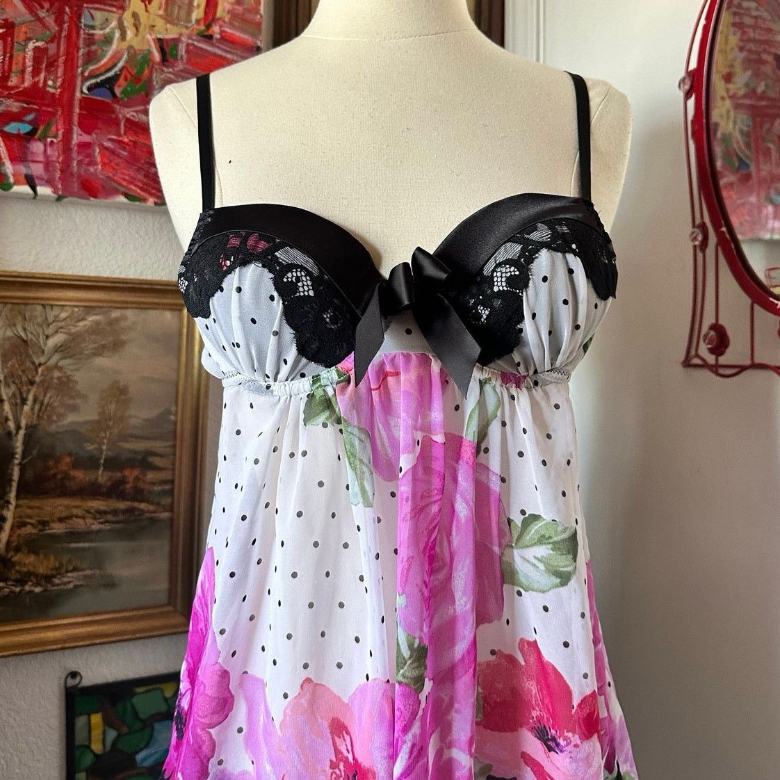 Other in bloom vintage slip bralette top floral polka dot tank Size S / US 4 / IT 40 - 2 Thumbnail