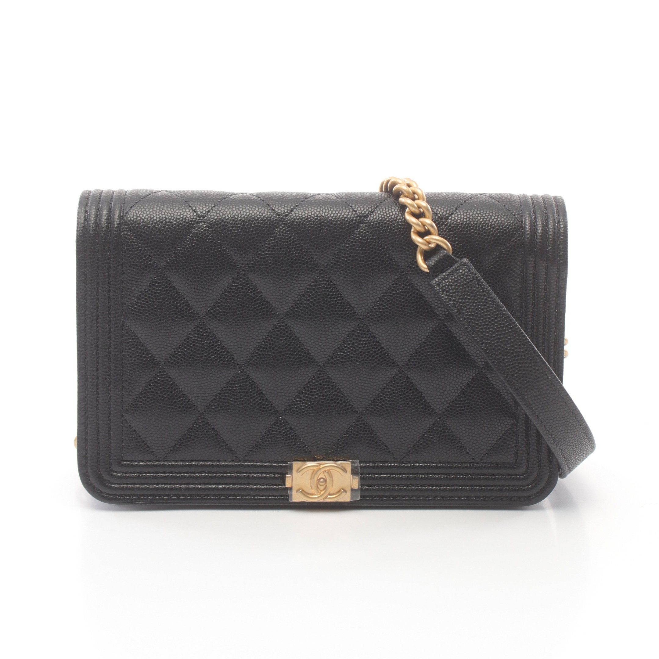 Chanel Chanel Boy Chanel Matelasse Chain Wallet Caviar Skin Black Gold Hardware Size ONE SIZE - 1 Thumbnail