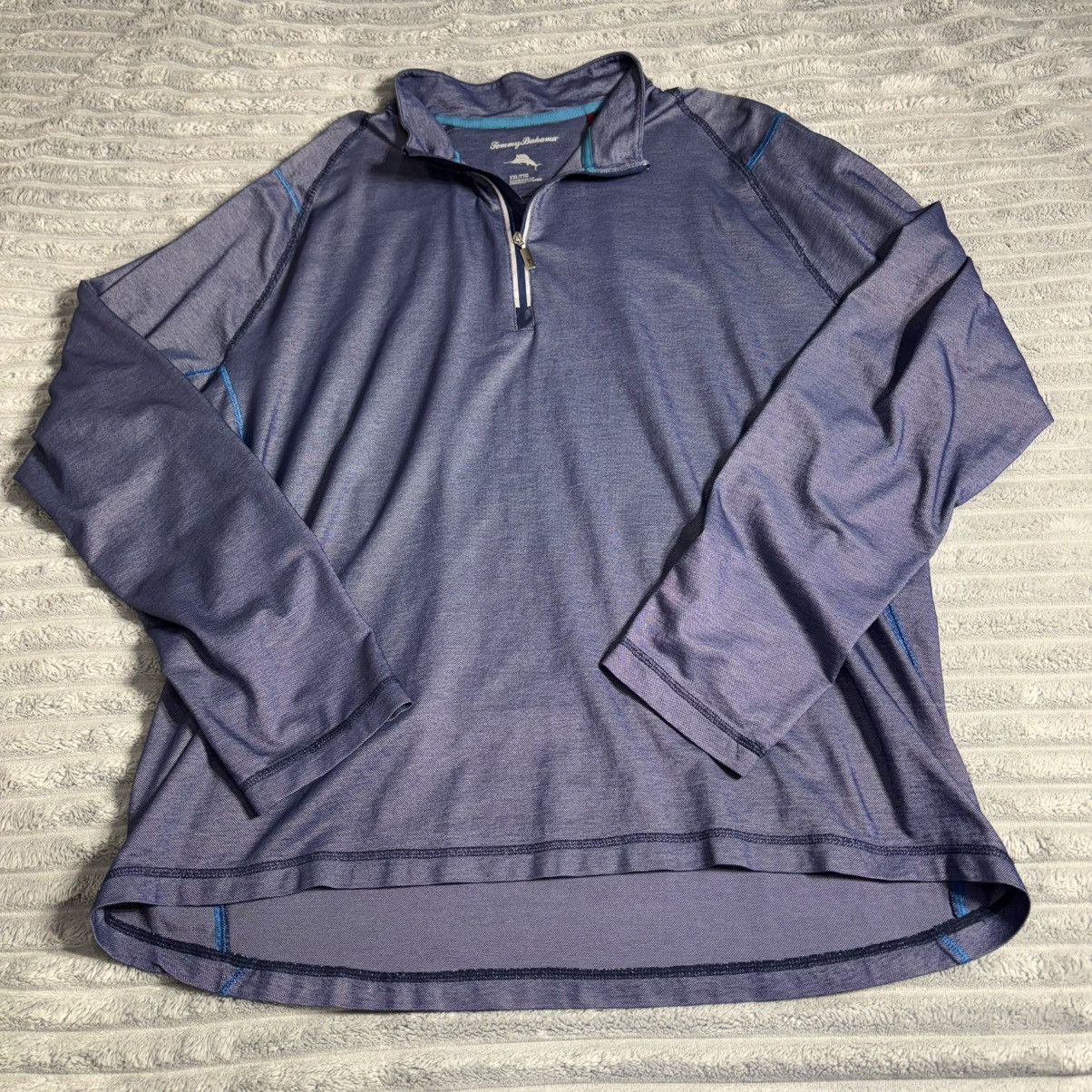 Tommy Bahama Tommy Bahama Navy Blue Light Weight 1/4 Zip Pull Over 2XL Size US XXL / EU 58 / 5 - 1 Thumbnail