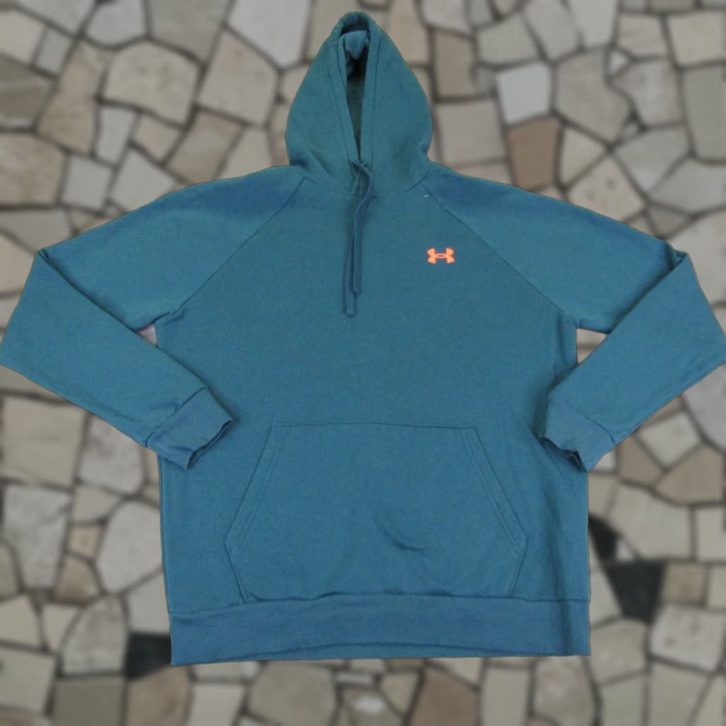 Under Armour Under Armour Hoodie Mens Medium Blue Pullover Sweatshirt Fleece Graphic Print Logo Pockets High Neck Size US M / EU 48-50 / 2 - 1 Thumbnail