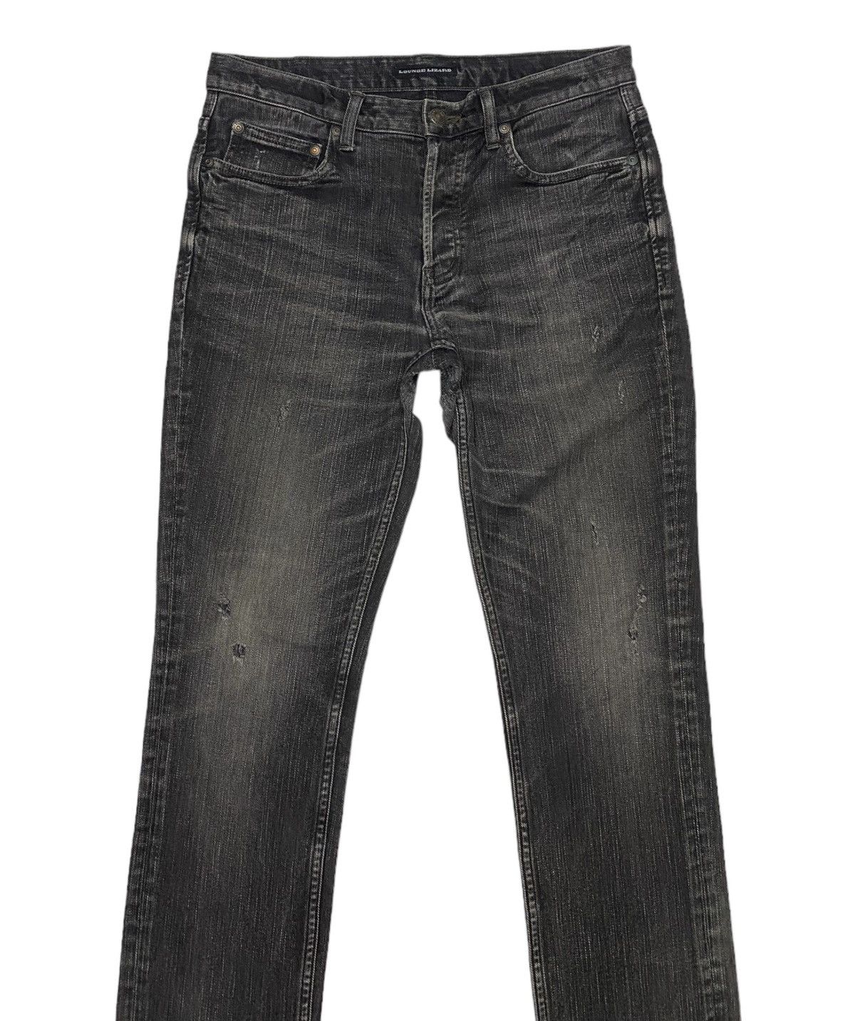 LOUNGE LIZARD DISTRESSED SKINNY DENIM JEANS