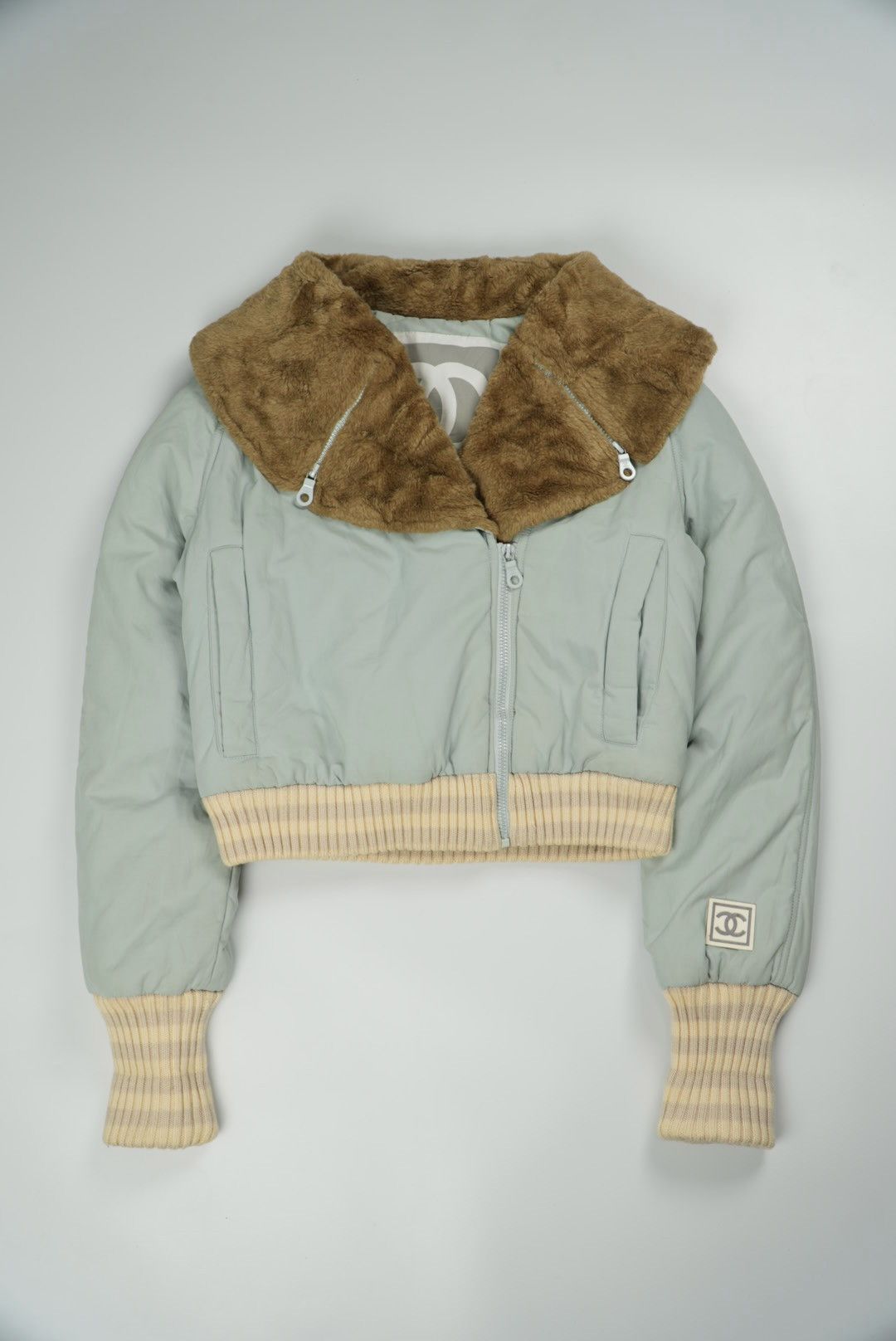 Chanel Chanel Sports Fall 2001 Blue CC Fur Bomber Jacket Size S / US 4 / IT 40 - 1 Thumbnail