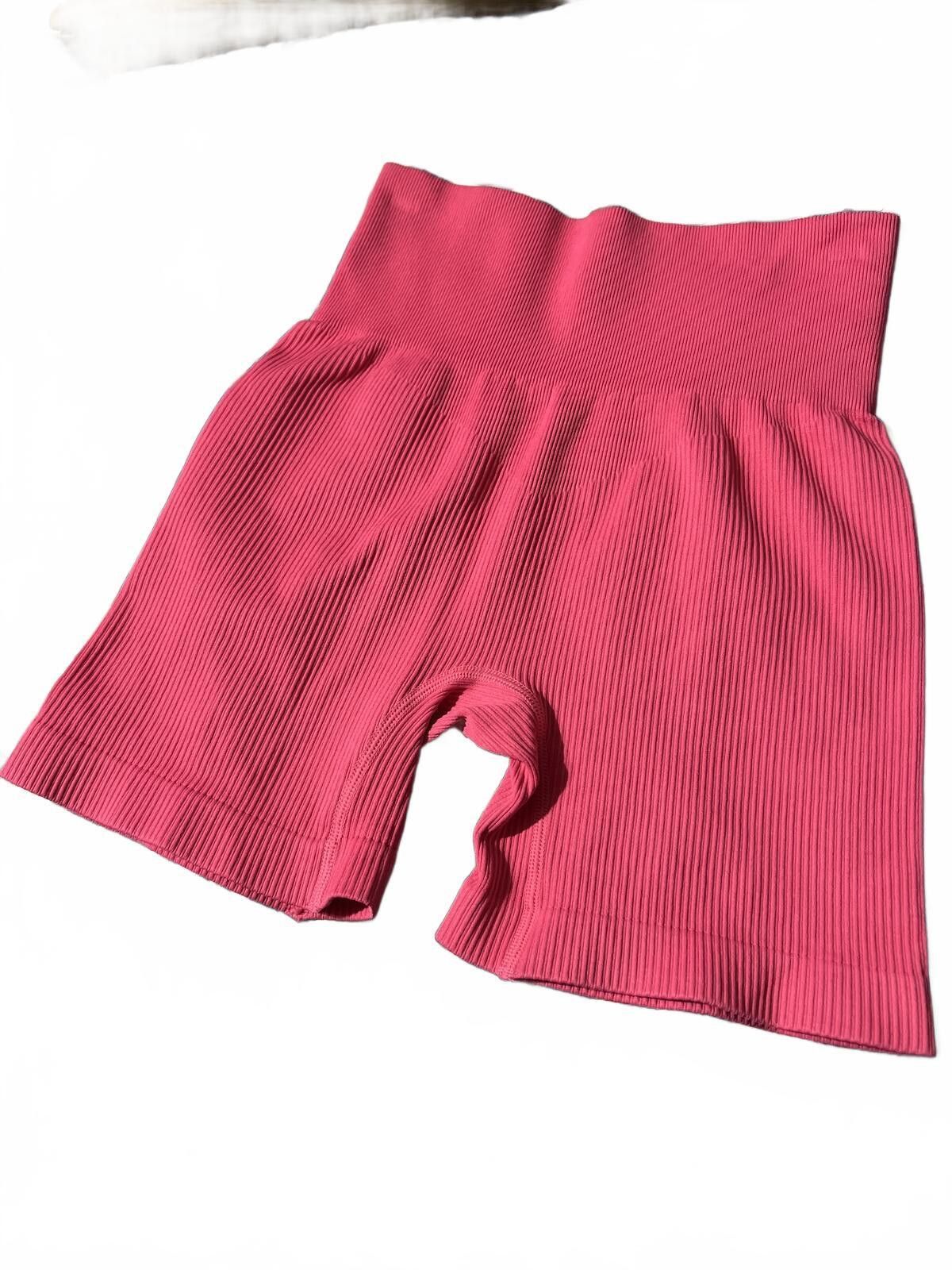 Other OGG Pink Ribbed High Waist Biker Shorts Size Small Size 28" / US 6 / IT 42 - 4 Thumbnail
