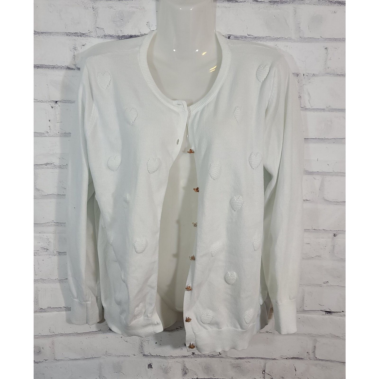 Other Samantha Erin White Heart Cardigan XL Size XL / US 12-14 / IT 48-50 - 1 Thumbnail