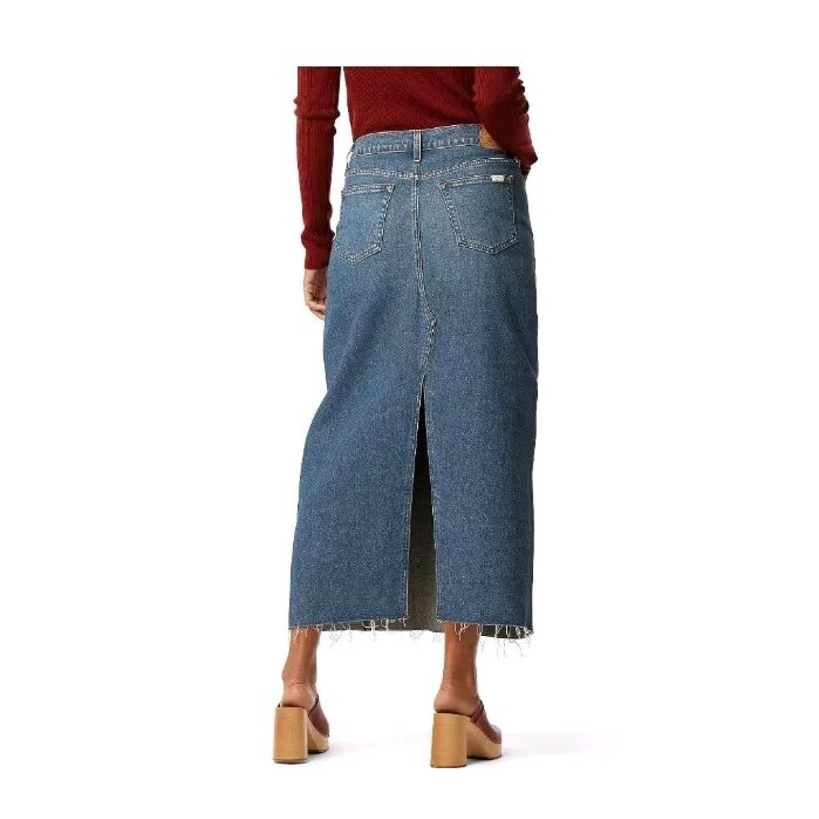 Levi's Levi Strauss Mid Rise Stretch Blue Maxi Skirt Size 8 W29 Size 29" - 3 Thumbnail