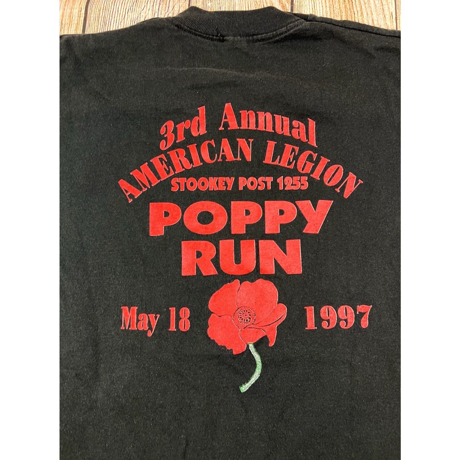 Vintage VINTAGE American Legion Black T Shirt 90s Graphic Print Poppy Run 1997 Large Mens T-Shirt Size US L / EU 52-54 / 3 - 6 Thumbnail