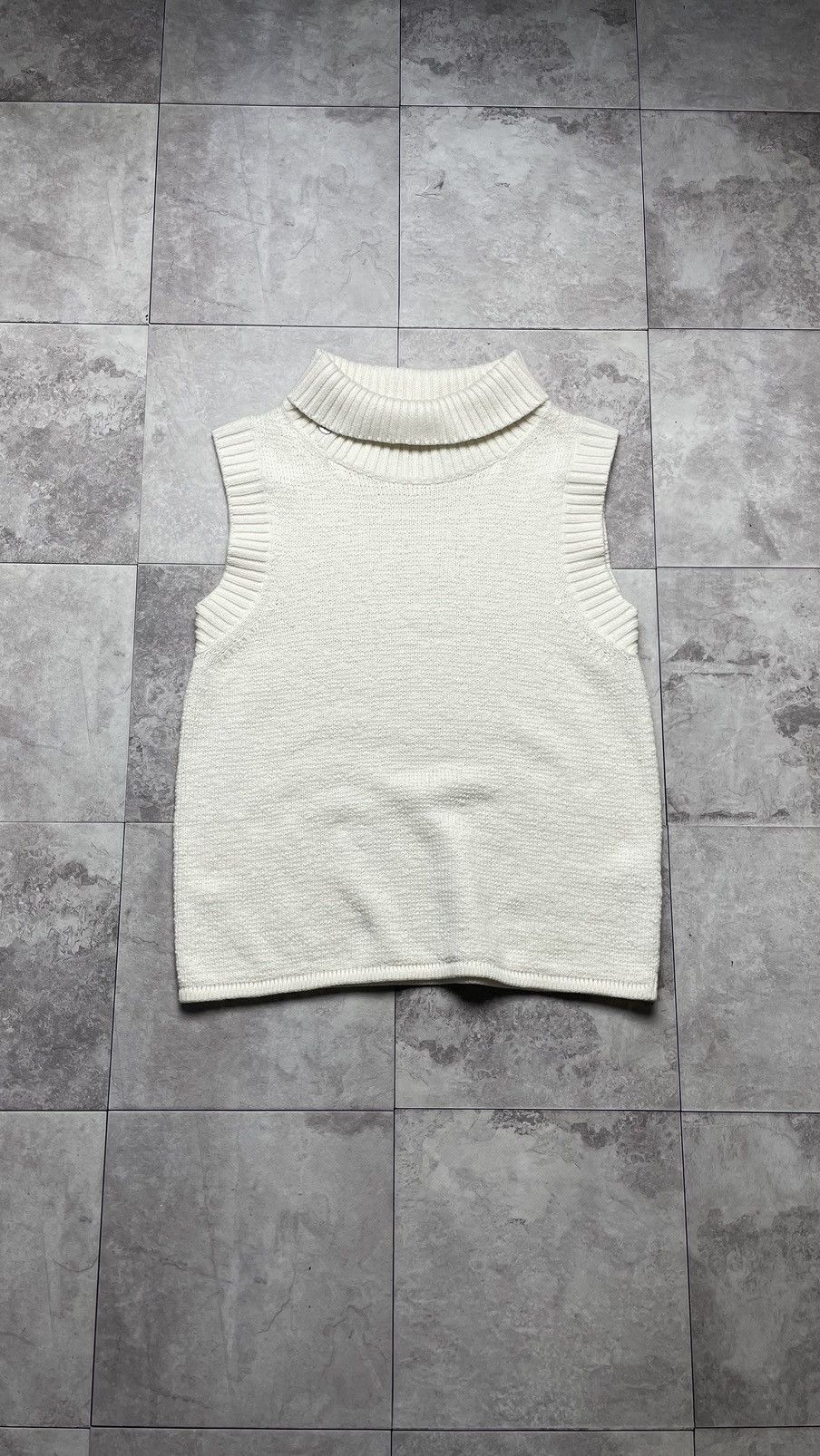 image of Helmut Lang Wool Knit Sweater Vest in White, Women's (Size Large)