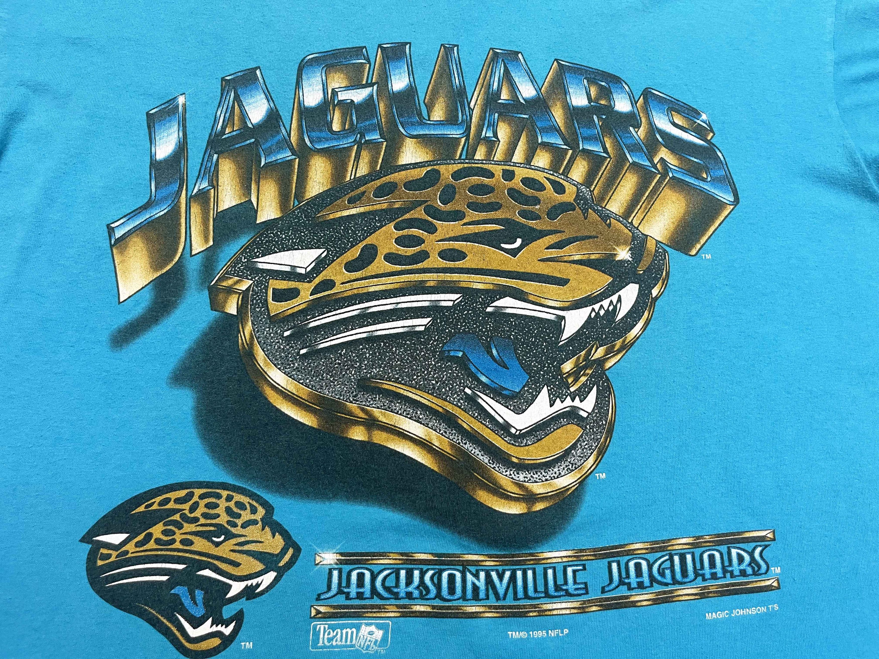NFL Vintage Magic Johnson 1995 NFL Jacksonville Jaguars T-Shirt Size US XL / EU 56 / 4 - 2 Thumbnail
