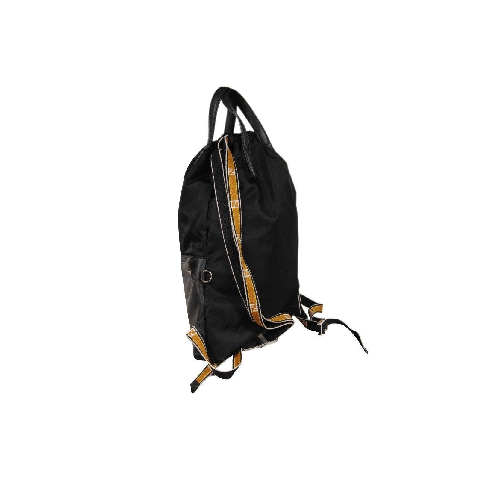 Fendi Nylon Vitello Drawstring Backpack Black Leather Size ONE SIZE - 9 Thumbnail