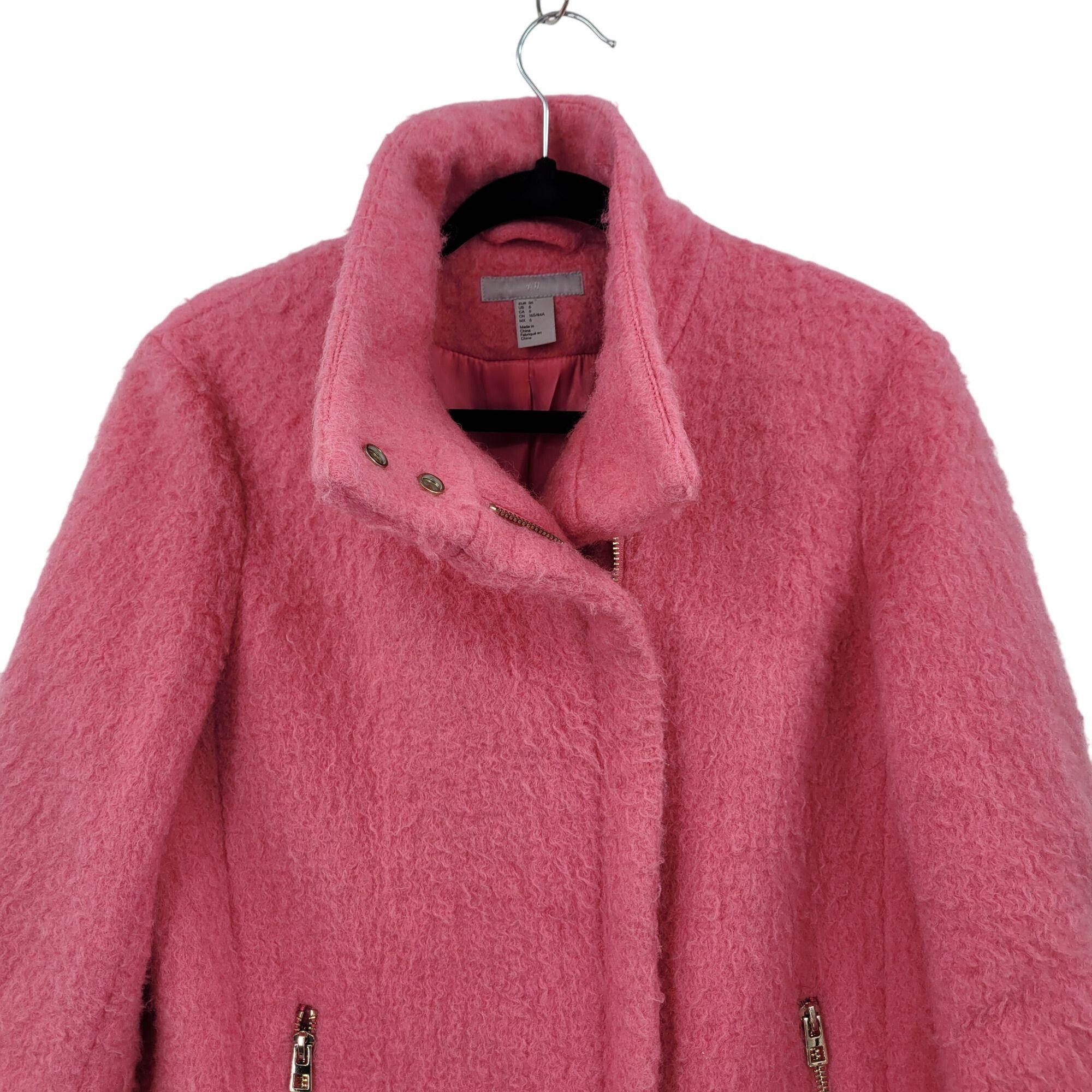 H&M H&M Womens Bubble Gum Pink Wool Oversized Coat 6 Barbiecore Size S / US 4 / IT 40 - 4 Thumbnail