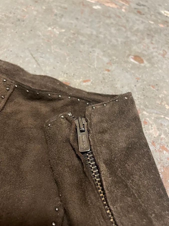 Fendi 2000s Fendi Khaki Suede Leather Studded Patchwork Pants Size US 31 - 9 Thumbnail