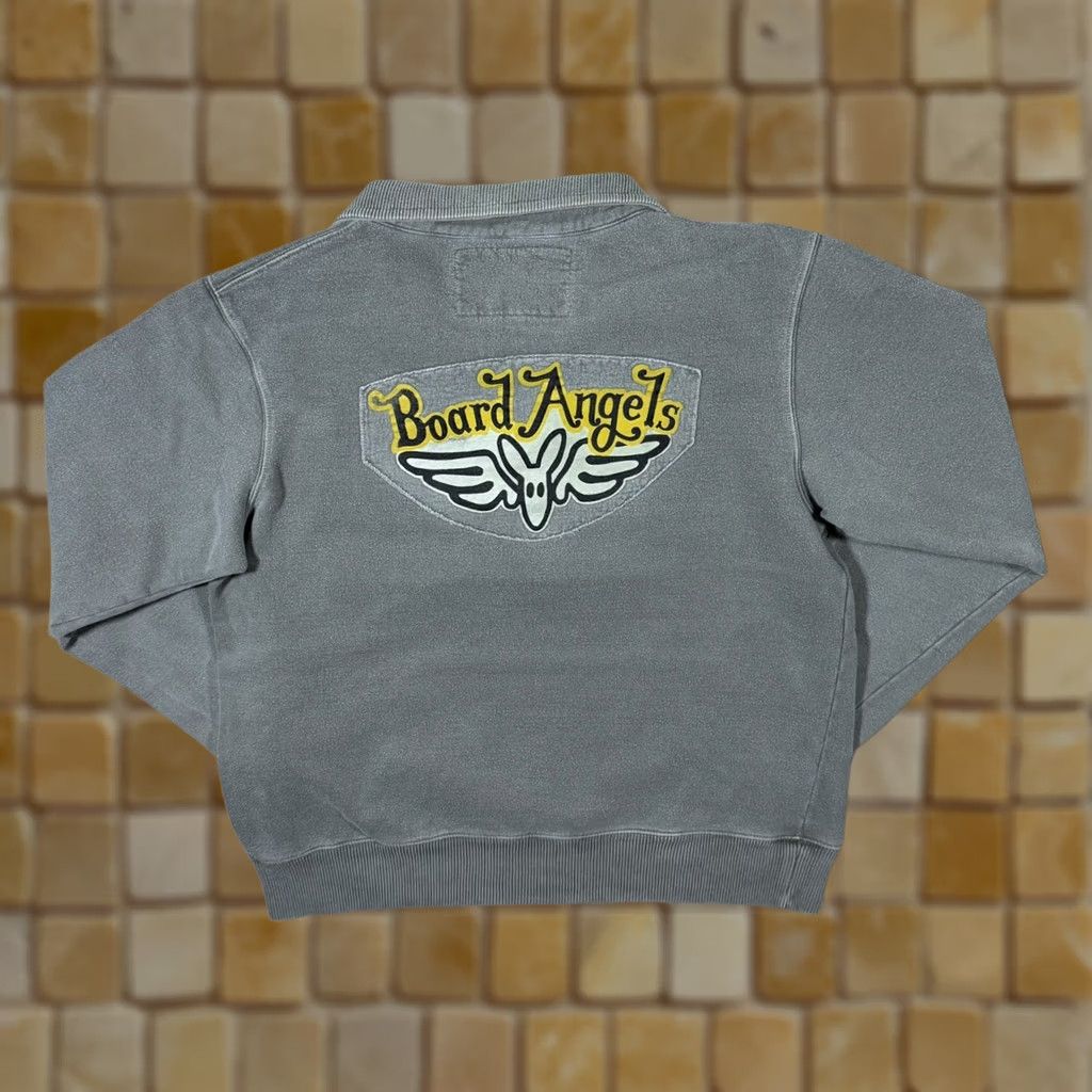Vintage Kangaroo Poo Early 00's Surfer Poo Grey 1/4 Zip Sweatshirt Women's 16 Washed Pullover Size XXL / US 16-18 / IT 52-54 - 1 Thumbnail
