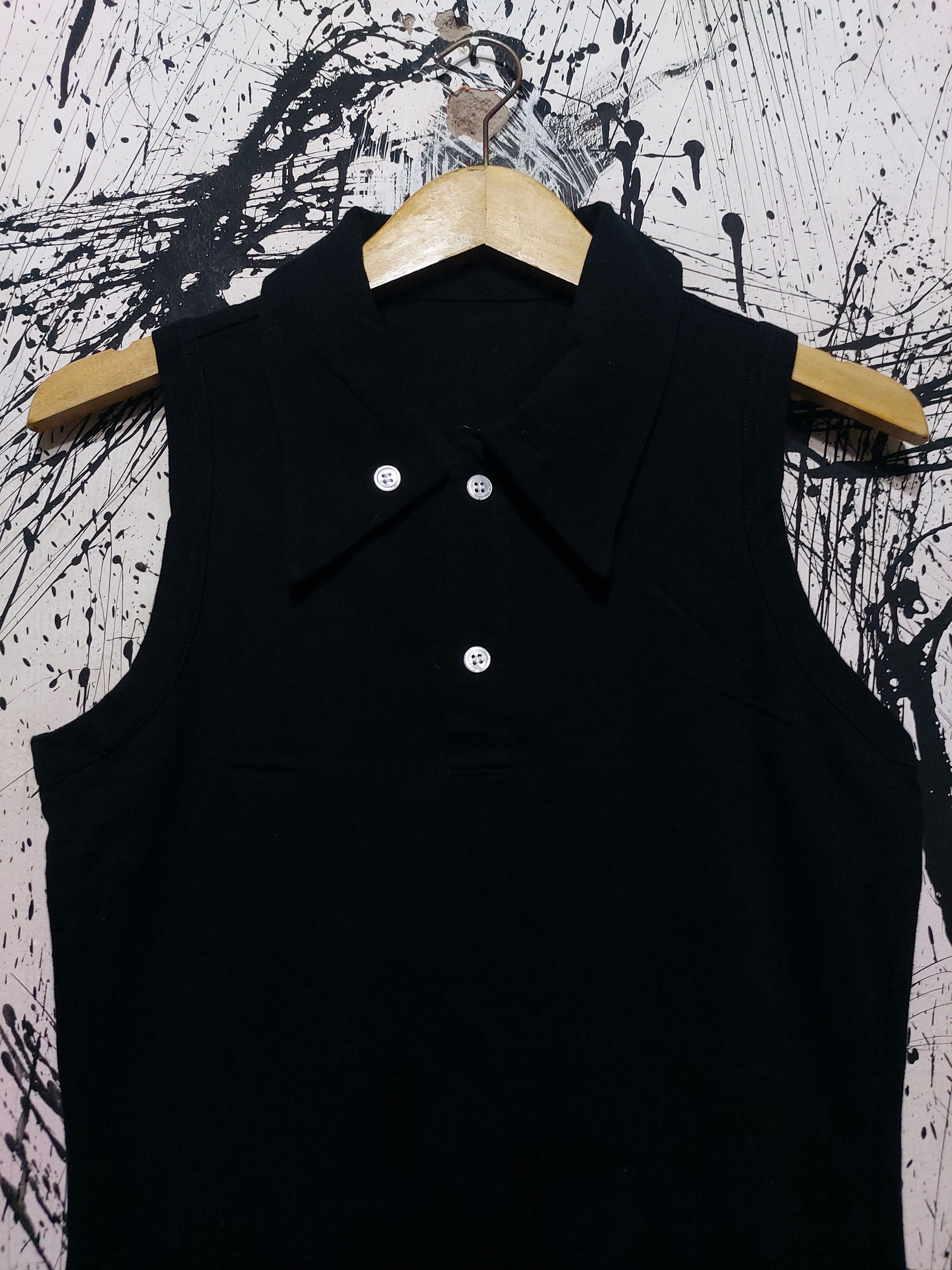 Yohji Yamamoto YOHJI YAMAMOTO COTTON LINEN SLEEVELESS POLO SHIRT Size US M / EU 48-50 / 2 - 2 Thumbnail