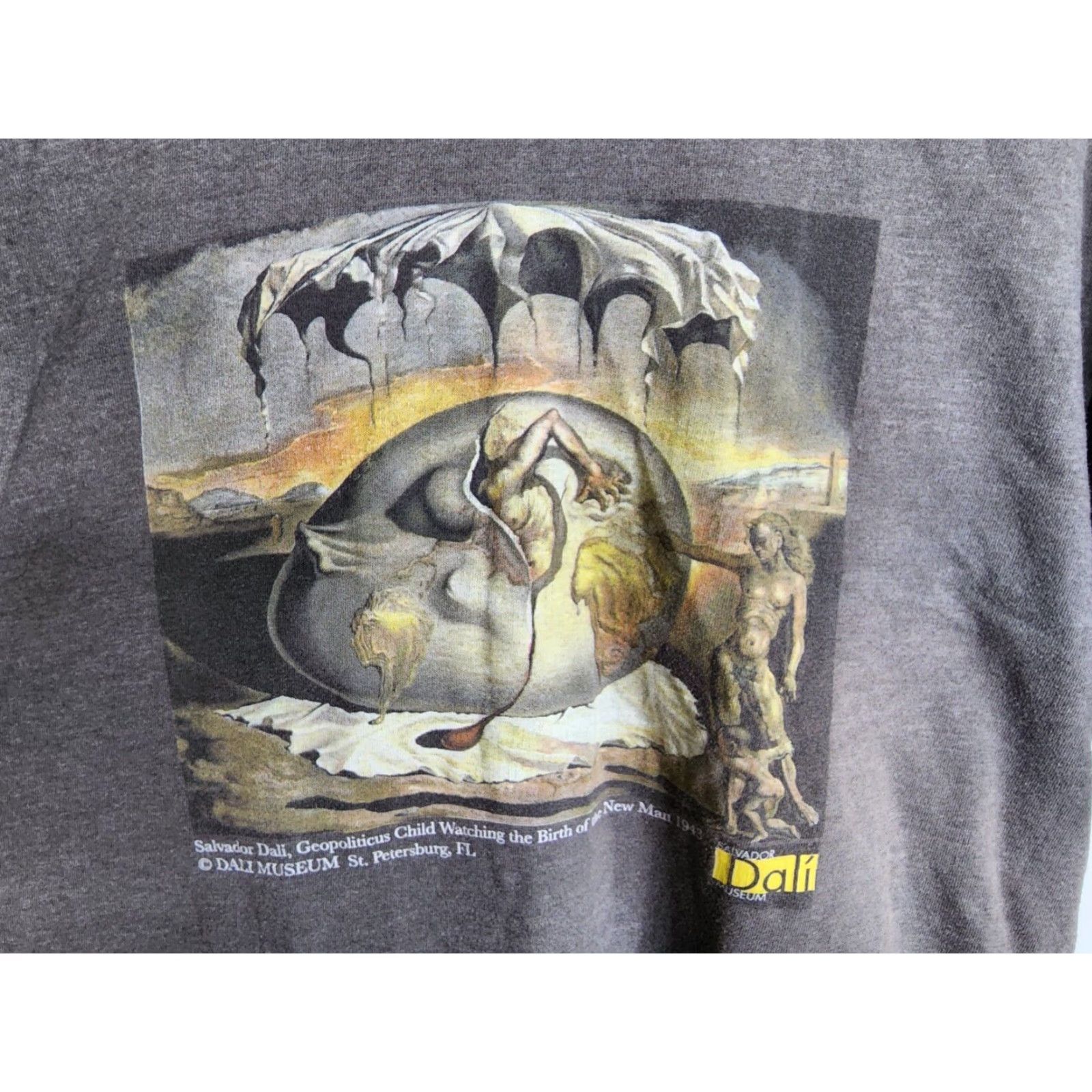 Hanes VINTAGE Salvador Dali Graphic T Shirt Gray Adult Large Mens Art Size US L / EU 52-54 / 3 - 4 Thumbnail