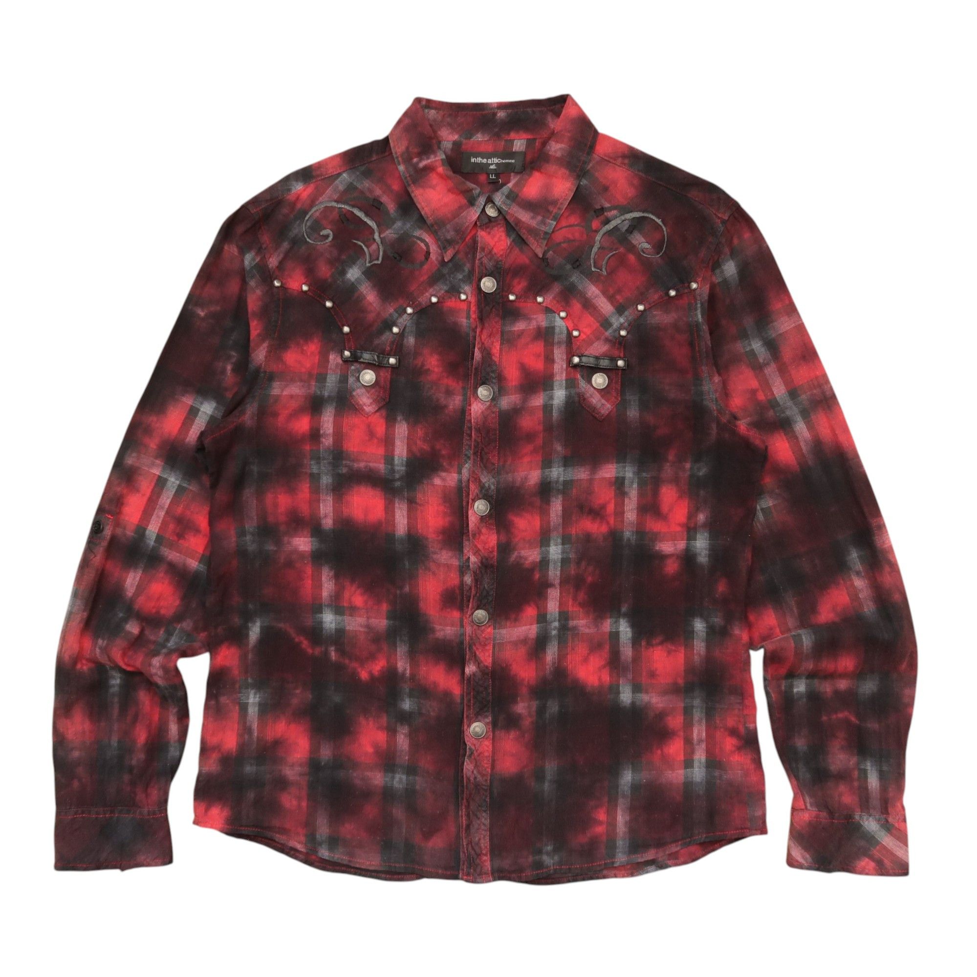 Japanese Brand 2000s If Six Was Nine Fog Pattern Punk Western Shirt Size US M / EU 48-50 / 2 - 1 Thumbnail