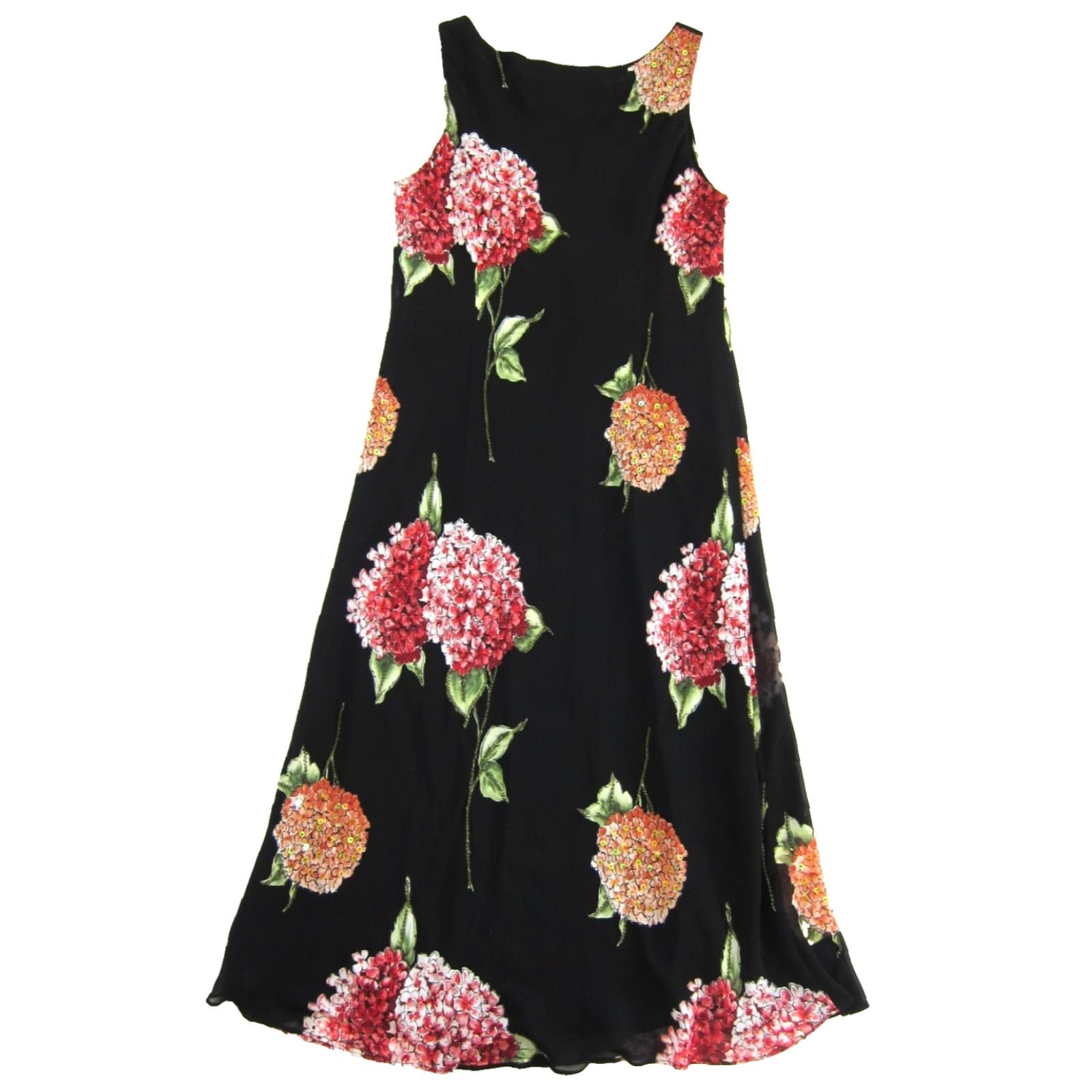 Vintage VINTAGE Studio I Black Pink Green Floral Beaded Long Maxi Tank Dress 16 Size XXL / US 16-18 / IT 52-54 - 2 Thumbnail
