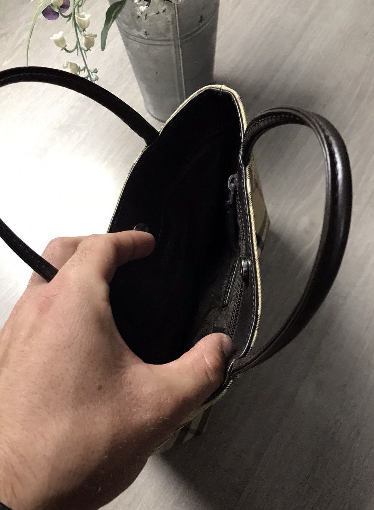 Burberry × Burberry Prorsum Burberry Nova Check Coated Canvas Tote Bag purse Size ONE SIZE - 9 Thumbnail